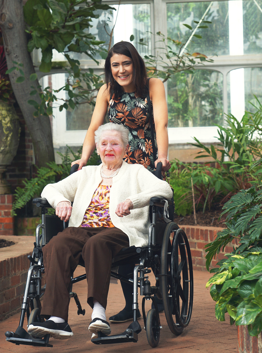 A Silver Lining client and her caregiver take an afternoon walk through Pittsburgh's Phipps Botanical Garden