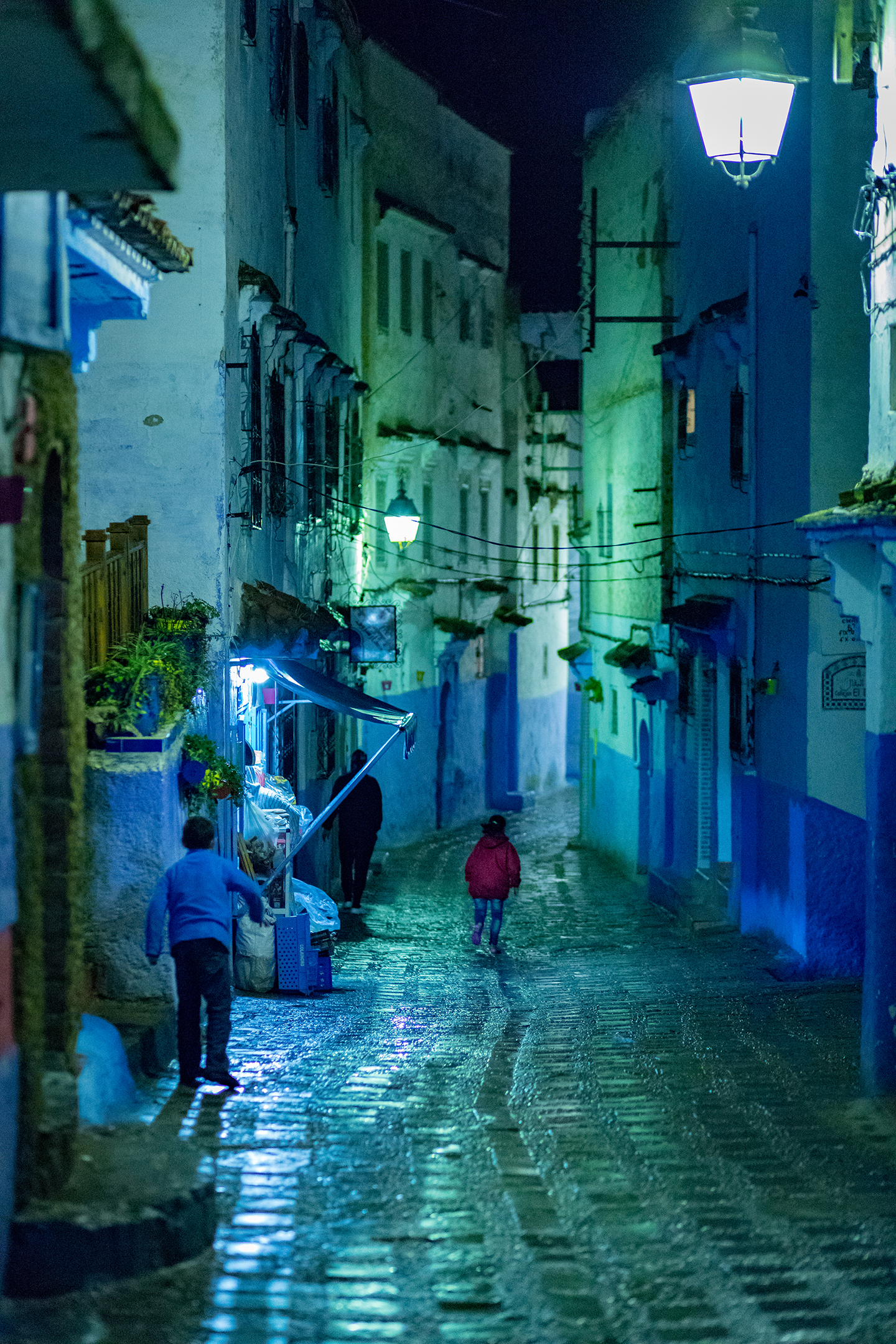  The blue village is a mystical place at night. 