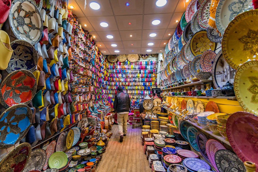  The colorful markets of Marrakesh. 