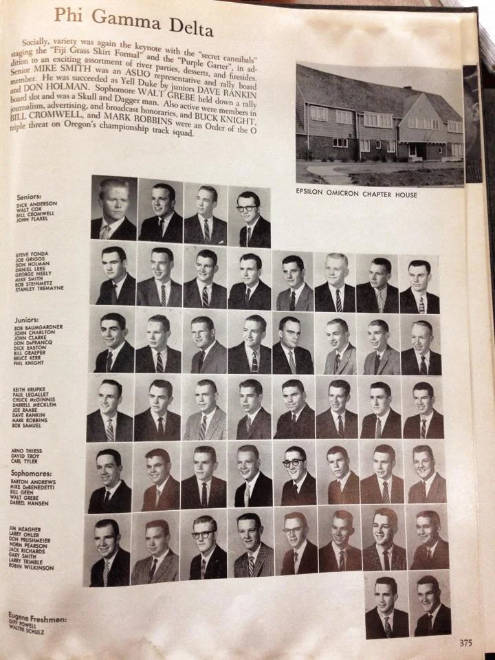 Class of 1958, including Phil Knight, founder of Nike, lived in the house pictured upper right - at 1825 Harris Street.