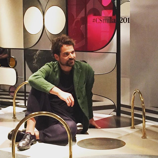 Catching an in-person glimpse of Spanish designer, @jaimehayon, in Milan at the @caesarstoneus installation. We always admire his designs and approach.