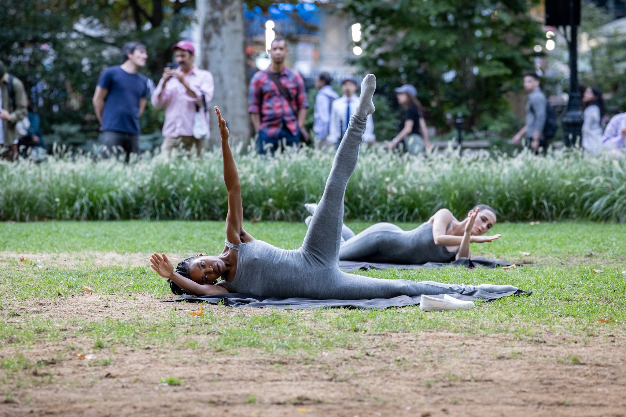  Bria Bacon &amp; Cara McManus in Beau Bree Rhee, Shadow of the Sea, 2022. Performance view, Madison Square Park, September 21, 2022. Presented by The Kitchen in partnership with Madison Square Park Conservancy. Artwork pictured: Cristina Iglesias (S