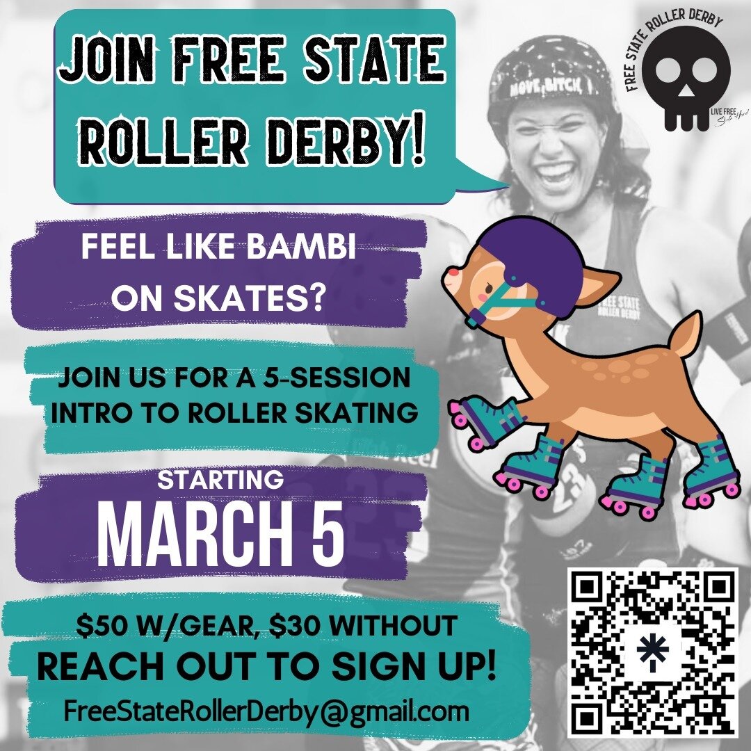 Are you new to roller skating? Does the Bambi on ice scene look strangely familiar? Are you looking for help with the fundamentals?
We can help! Our new pre-training starts Tuesday, March 5.
Learn to balance and shift your weight. Learn to stride and