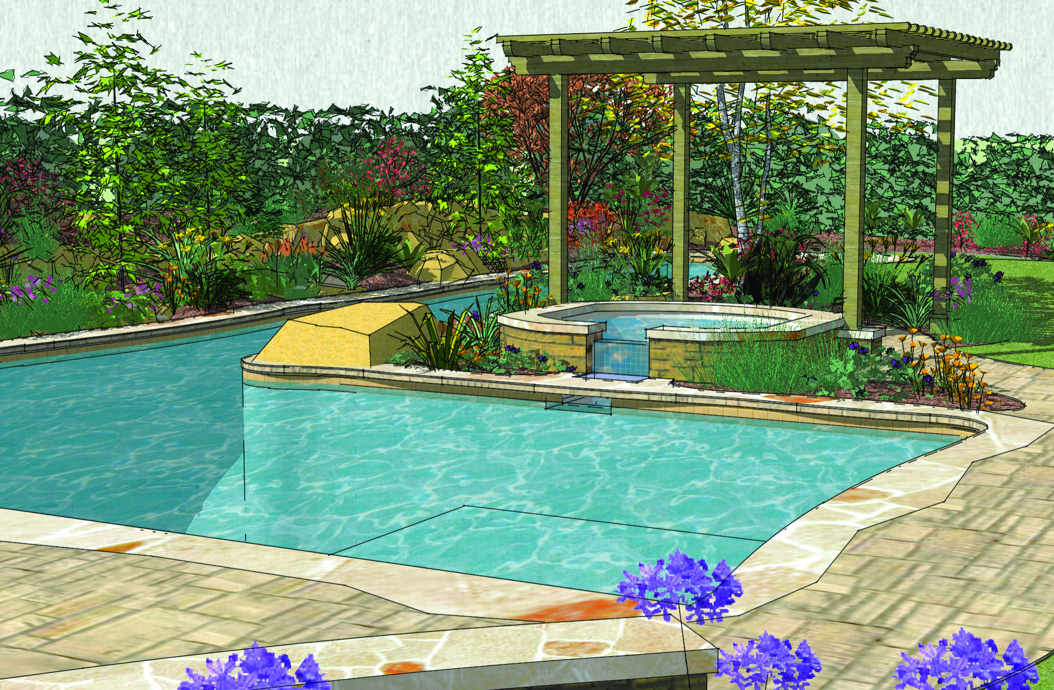 Arbor with a pool