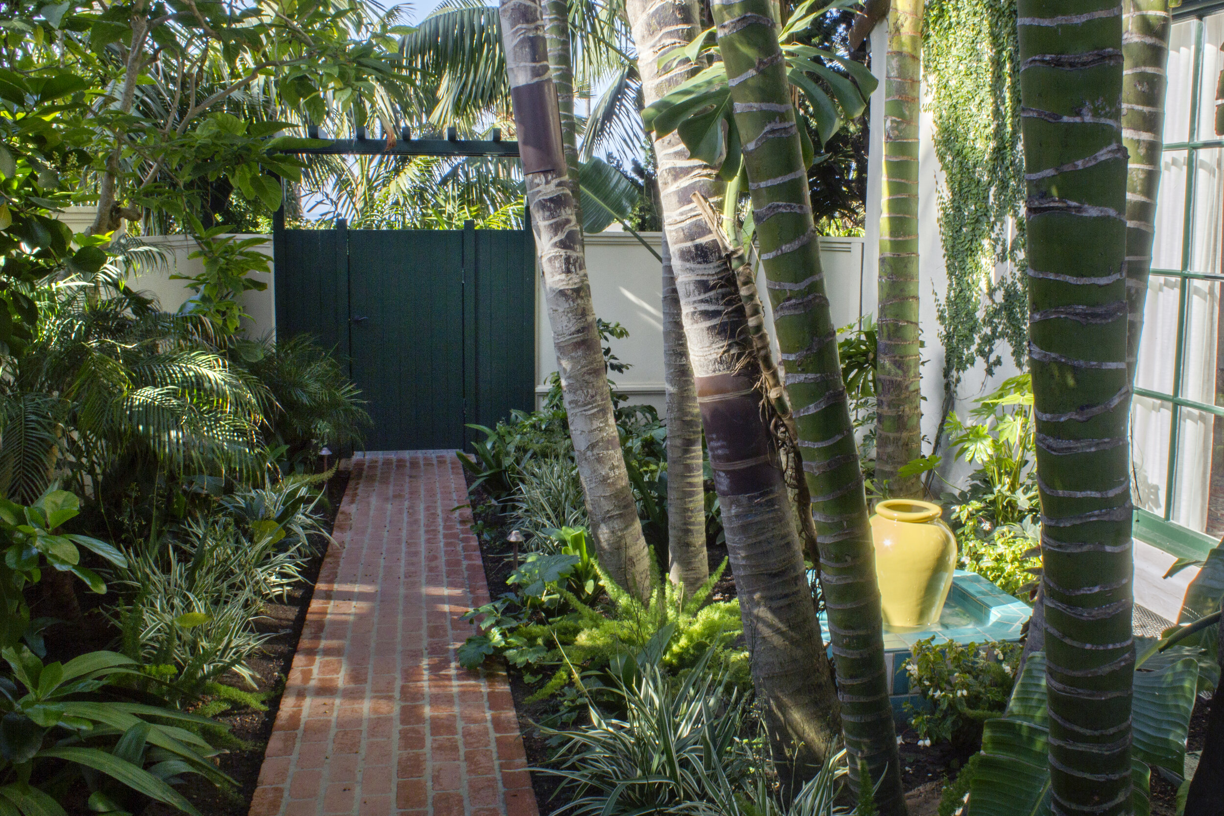 The location of the fountain not only picks up the morning light but is located directly outside the living room window, engaging not only those outside but inside.