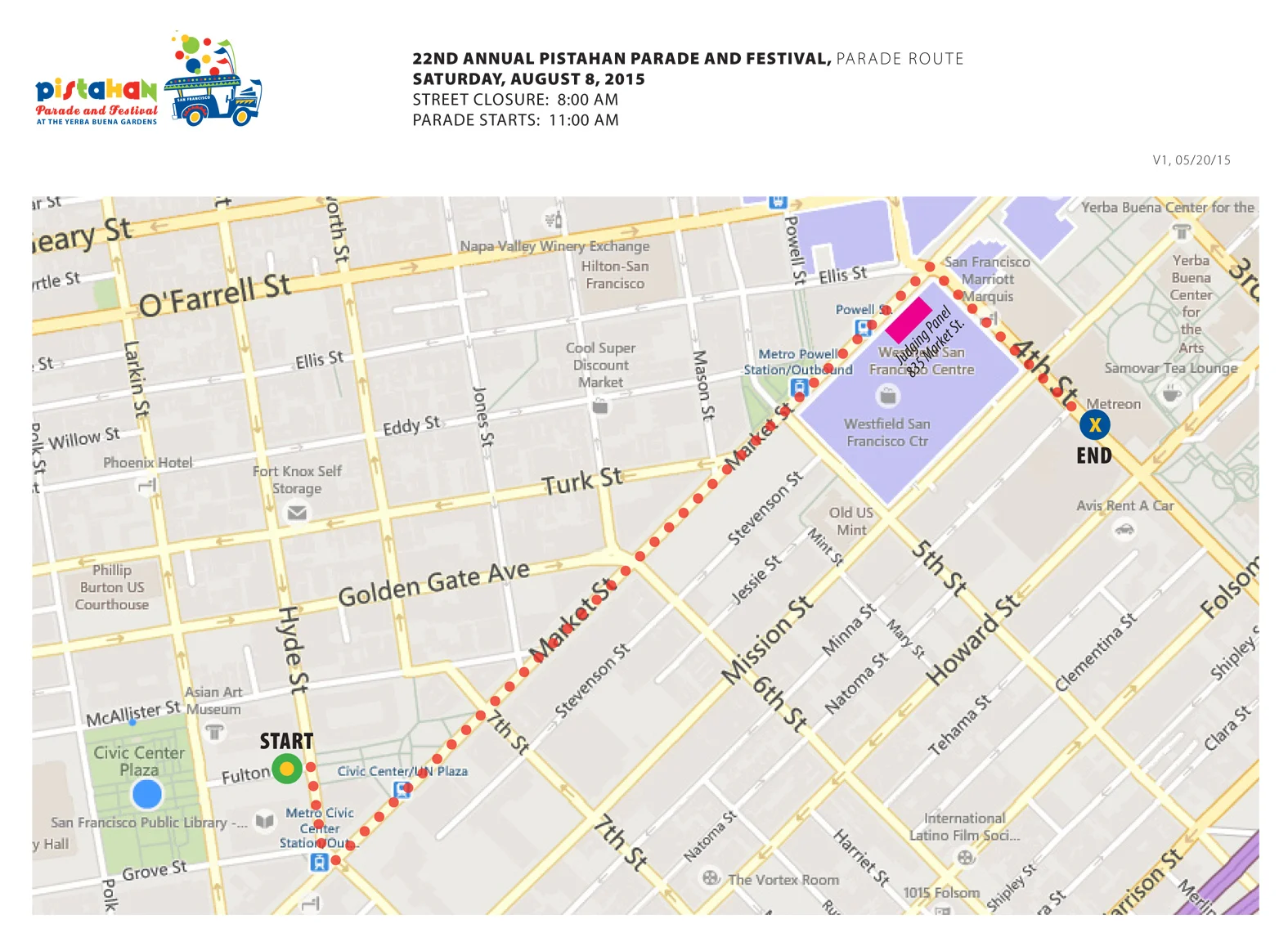 Map of Pistahan Parade route. Click image to embiggen.