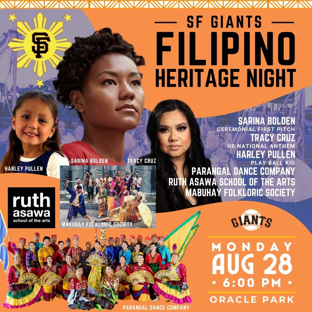 SF GIANTS FILIPINO HERITAGE NIGHT
MON, AUG 28 | 6:00 PM
Oracle Park, 24 Willie Mays Plaza, SF
San Francisco Giants &ndash;vs&ndash; Cincinnati Reds

Join us in celebration of the Bay Area's robust Filipino culture, as we host our annual Filipino Heri