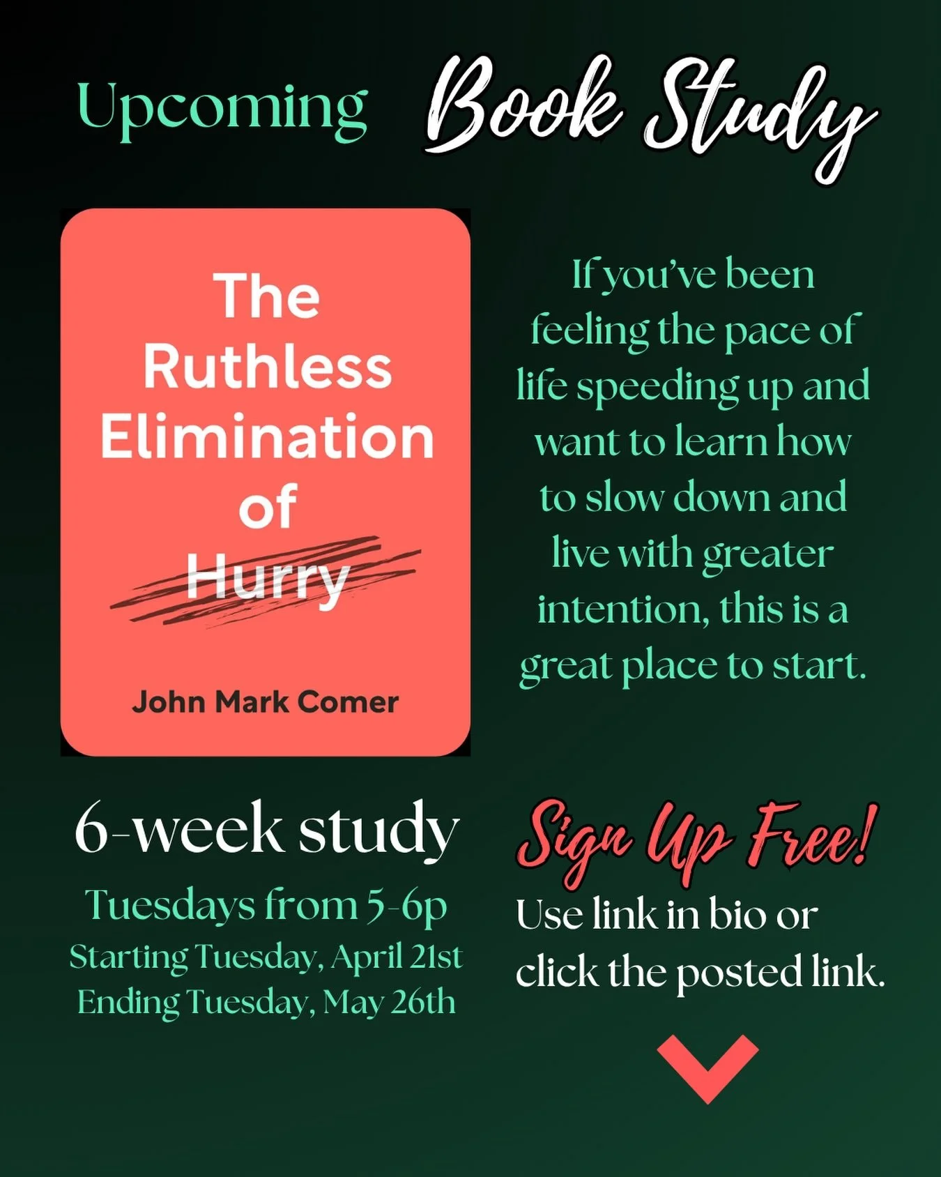 This study will help you:&bull; Identify the hidden cost of a constantly busy life

&bull; Develop rhythms of rest and intentional living
&bull; Create space for what matters most
&bull; Grow spiritually in a practical, everyday way

This will be a s