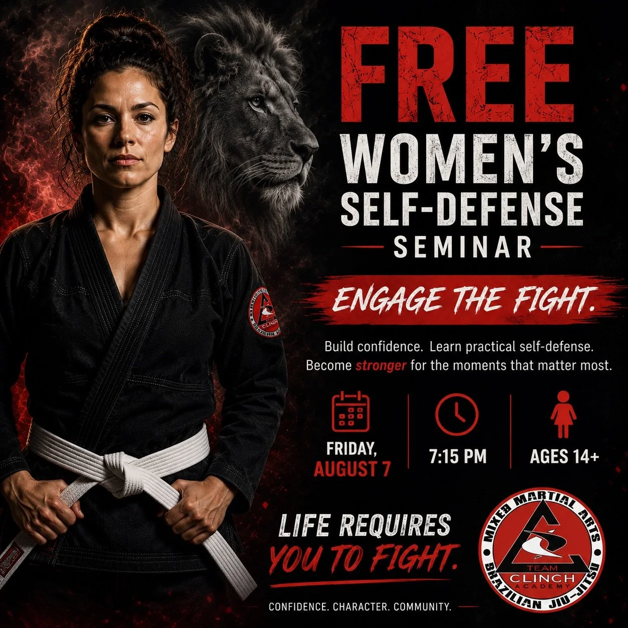 Free Women&rsquo;s Self-Defense Seminar this Friday, August 7th at 7:15p! Register Here! https://sparkpages.io/?i=aJE or use link in bio

#womensselfdefense #womenempowerment #engagethefight #ladiesselfdefense