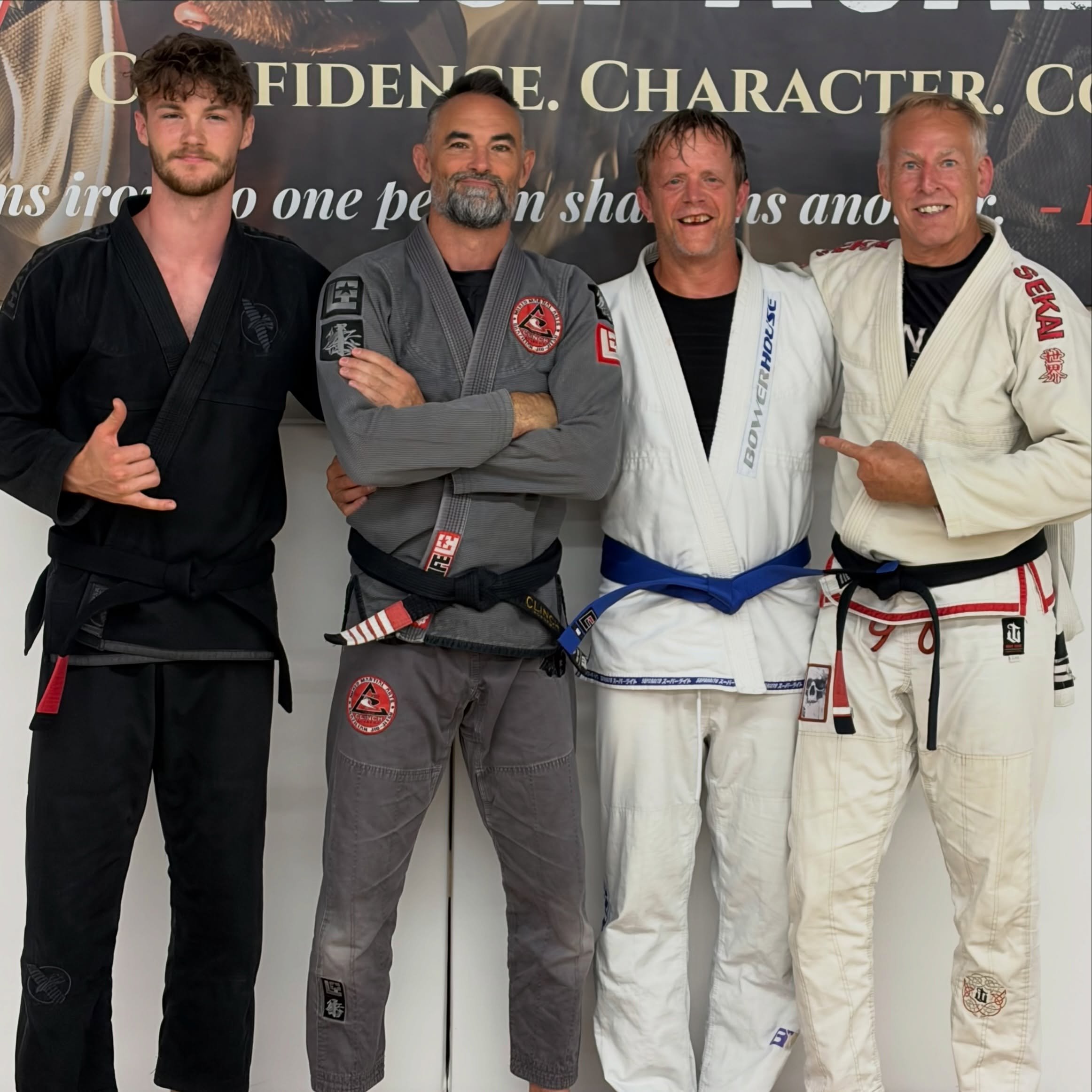 Congrats to Stewart on earning his #bjj blue belt at age 56! We have ages 20,47,56, &amp; 65 lined up in this picture. It&rsquo;s never too late to start your journey!

#jiujitsu #brazilianjiujitsu #bjjlifestyle
