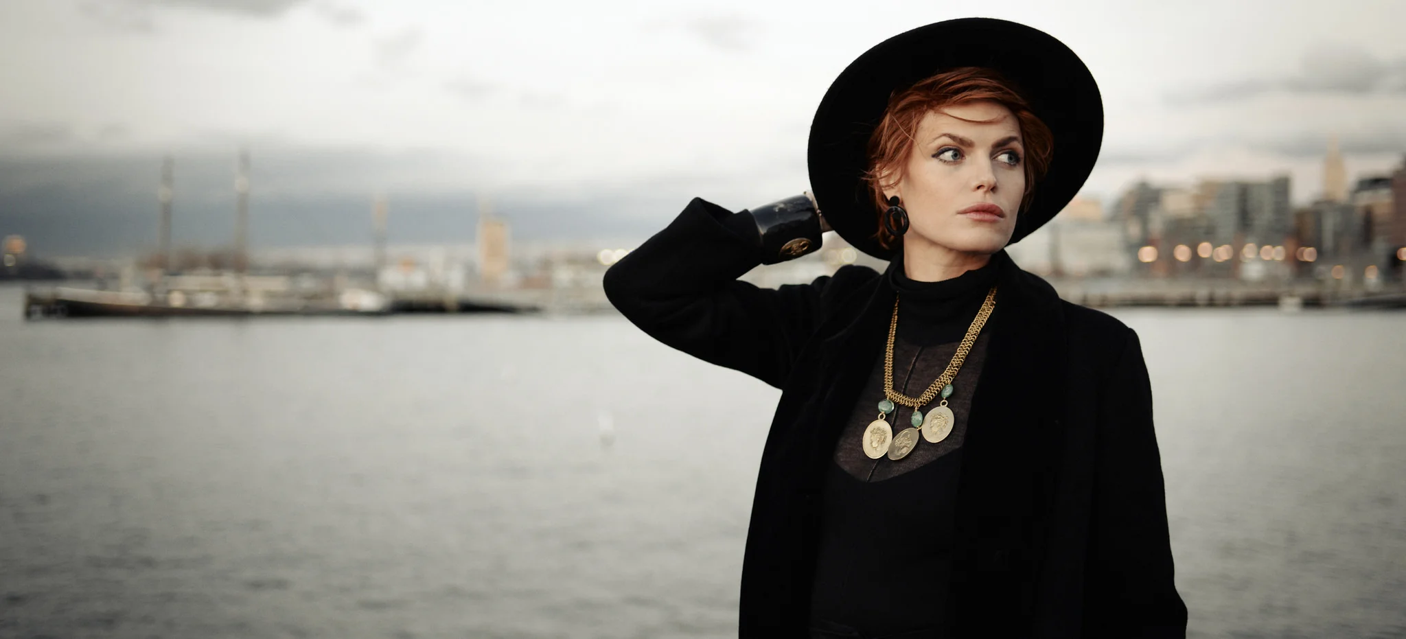 Christina wearing Cameo Cuff & Necklace with Nuba Earrings. Photo by Eftihia Stefanidi, New York