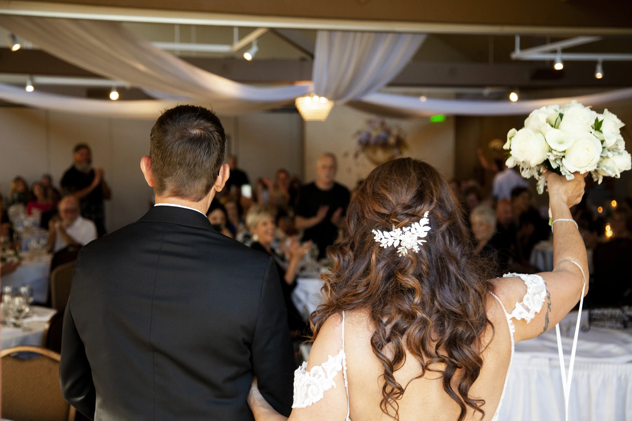 Carson City wedding portraits near Lake Tahoe shoreline.