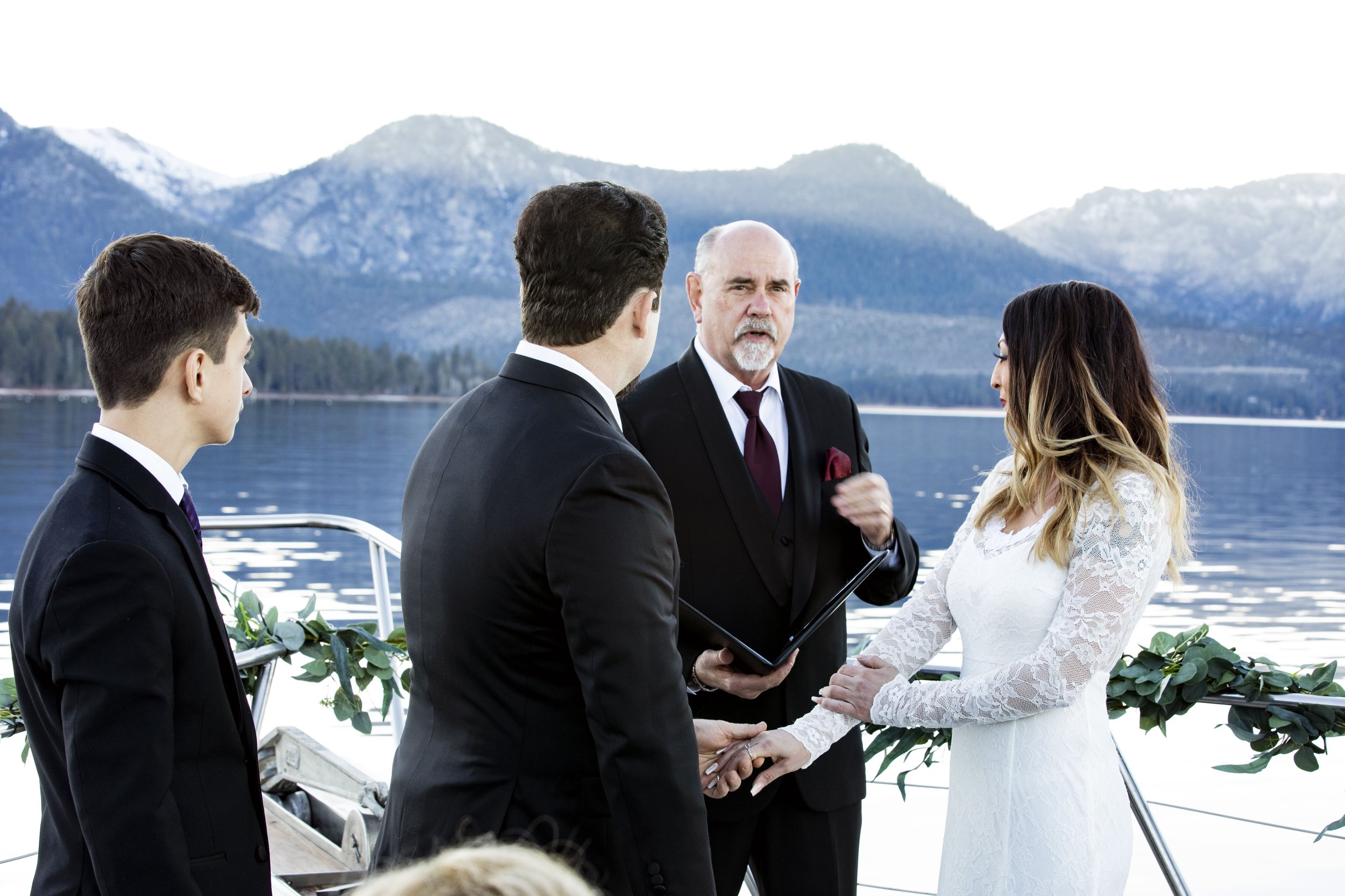 Reno NV wedding photography overlooking Lake Tahoe outdoors.