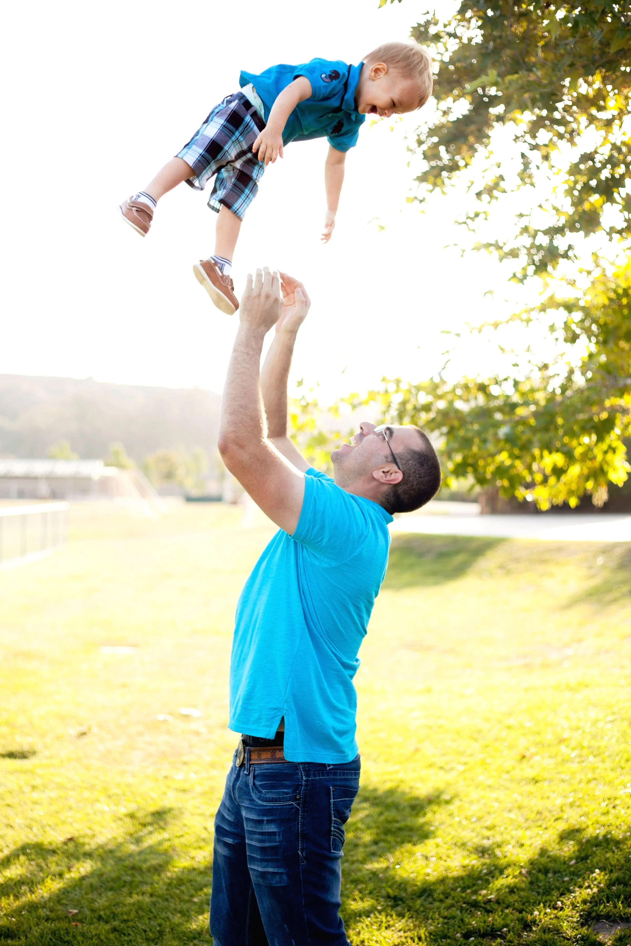 Portrait of kids with father outdoors near Lake Tahoe, Reno NV, and Carson City.