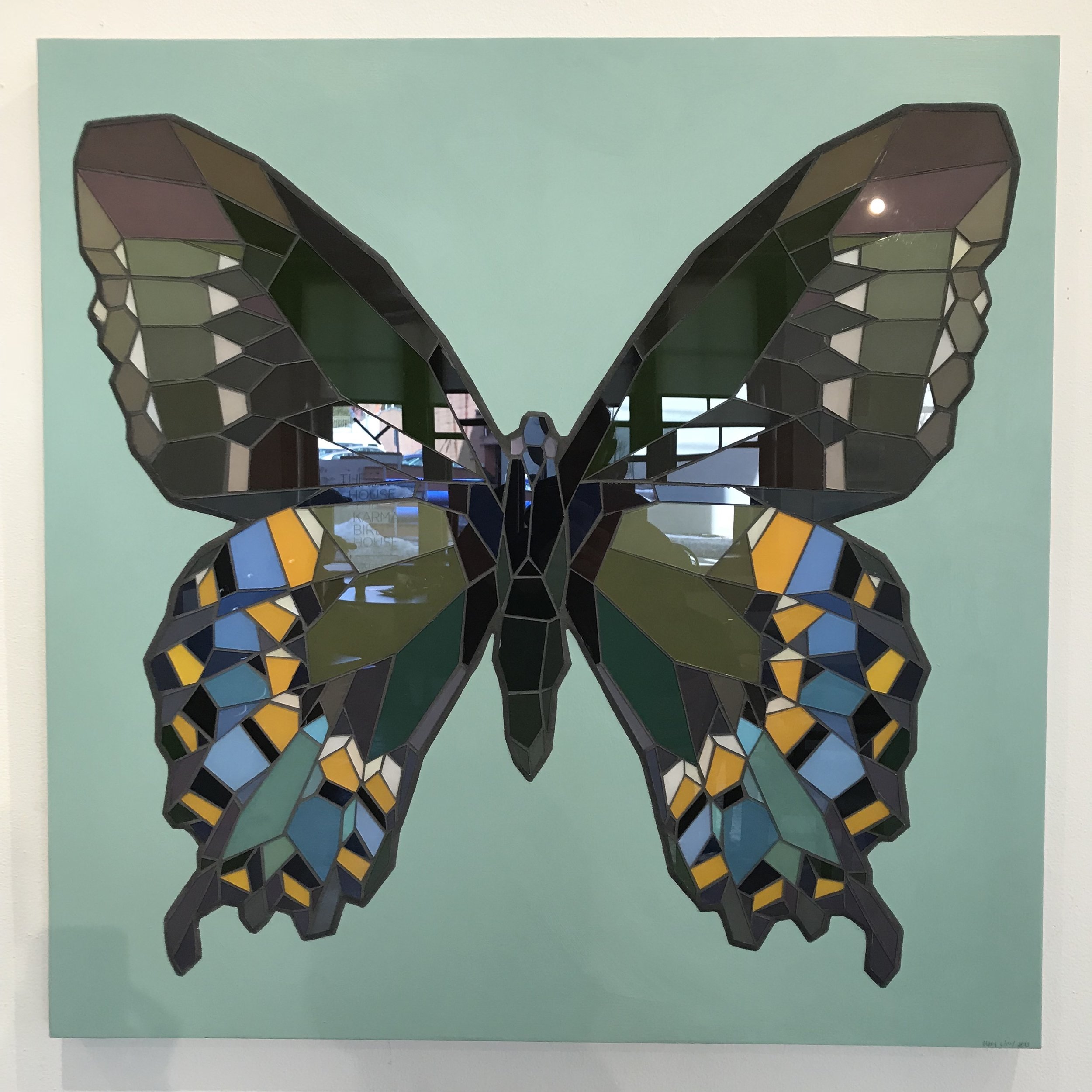 Black Swallowtail Butterfly - Glass Mosaic - 36"x36" - NFS