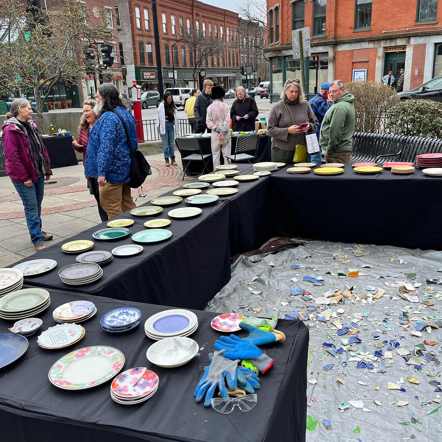 Okay Brattleboro! That was a great day. @corrine_yonce and I are so excited to bring this funky elaborate emergent unexpected work of art to your downtown this summer using all the collected objects and shards we sorted yesterday. What a turnout 🩷

