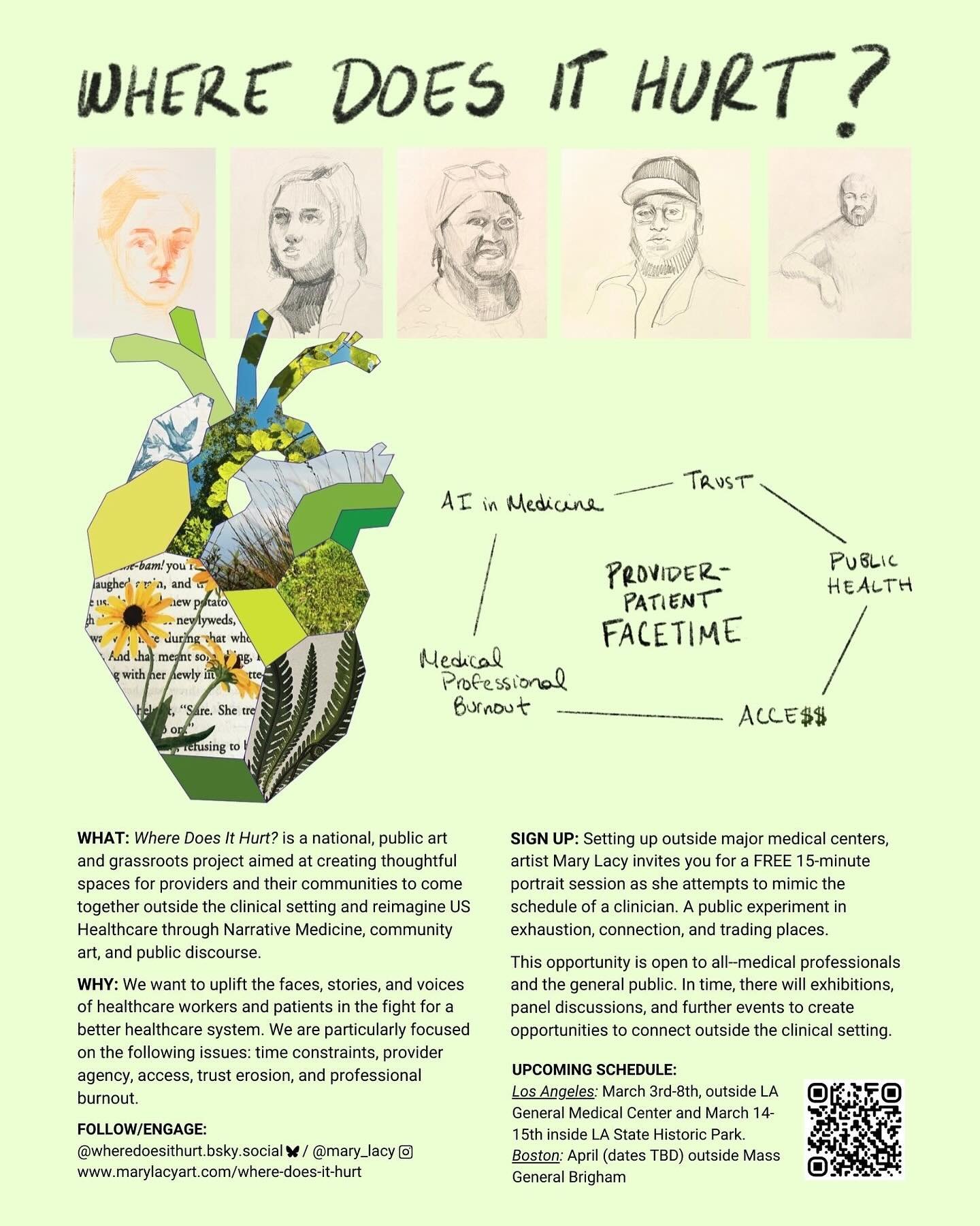 Sign up, share, let me draw your pretty face, your story, how this whole healthcare thing affects us all 💚🙏🏻

Los Angeles March 3-15
Boston the month of April

More to come&mdash;cities/artists/events/organizing&hellip; Our medical professionals a