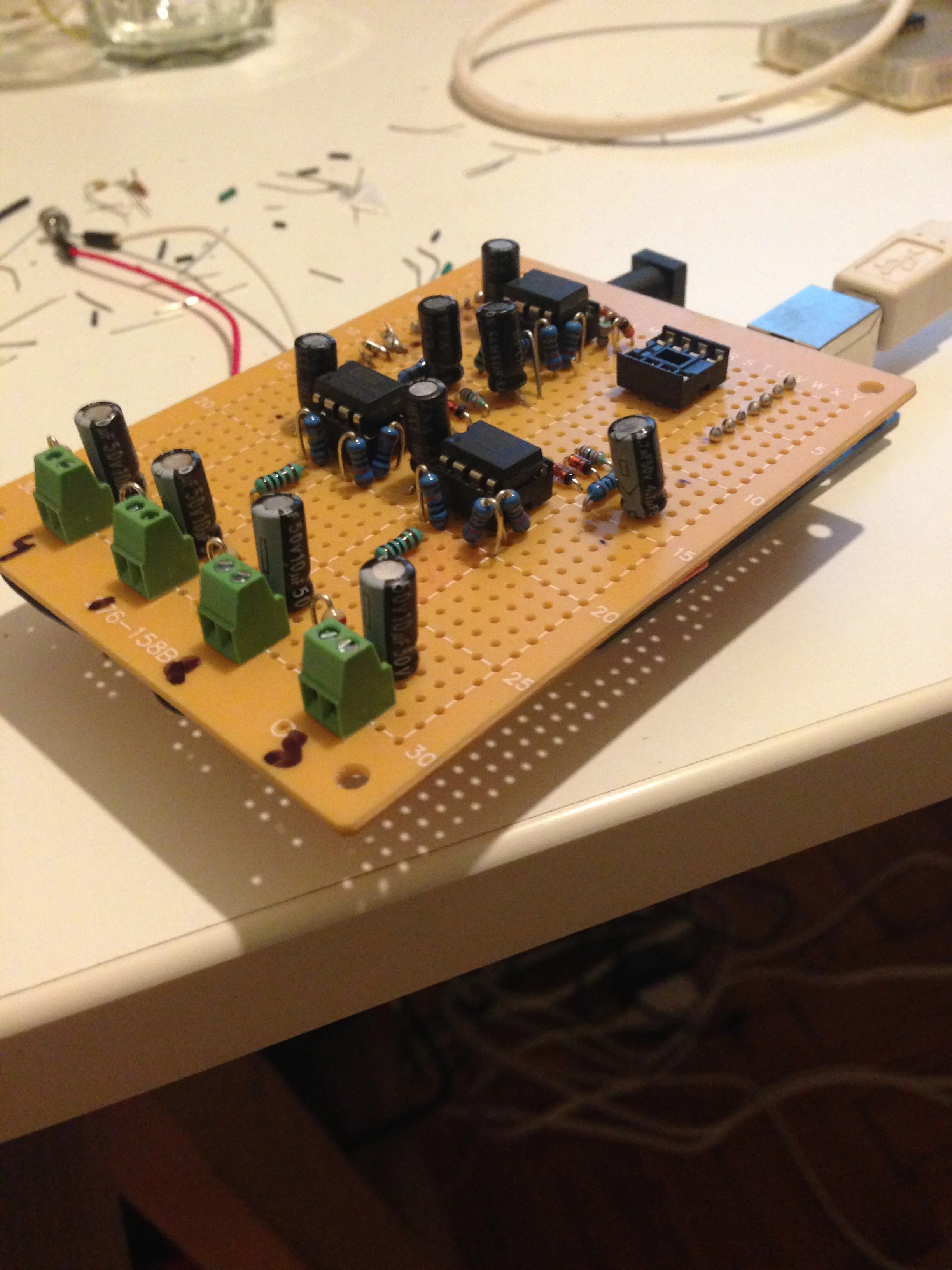 A new board! A four channel mic pre, precision rectifier Arduino shield. 