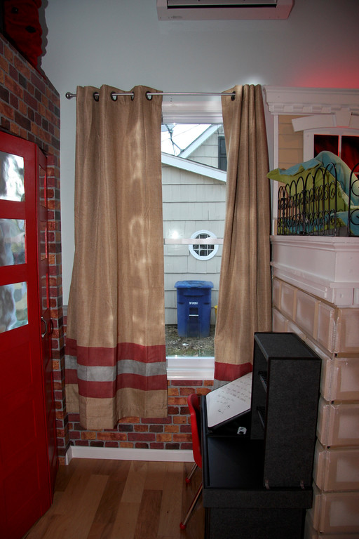 Custom curtains and desk