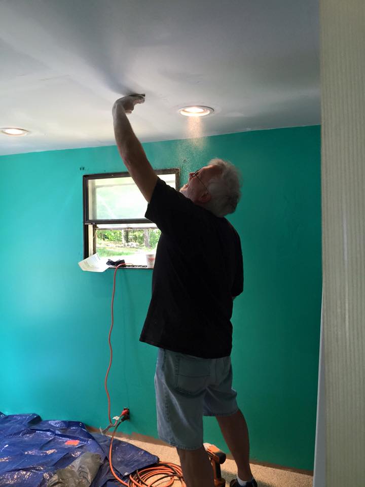 Sanding down the ceiling for paint