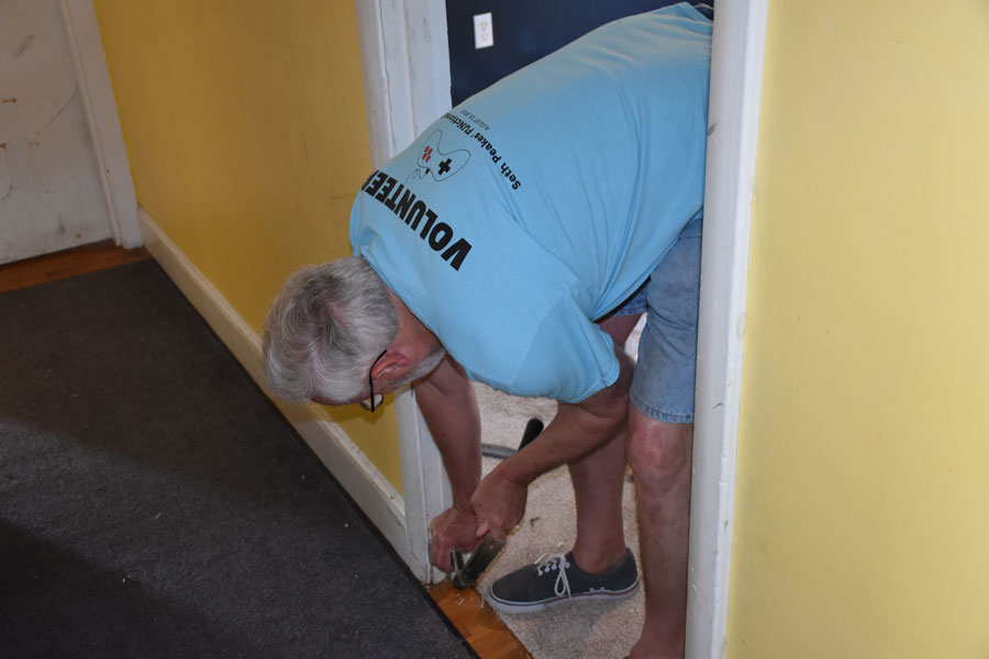 Keith prepping for the new door