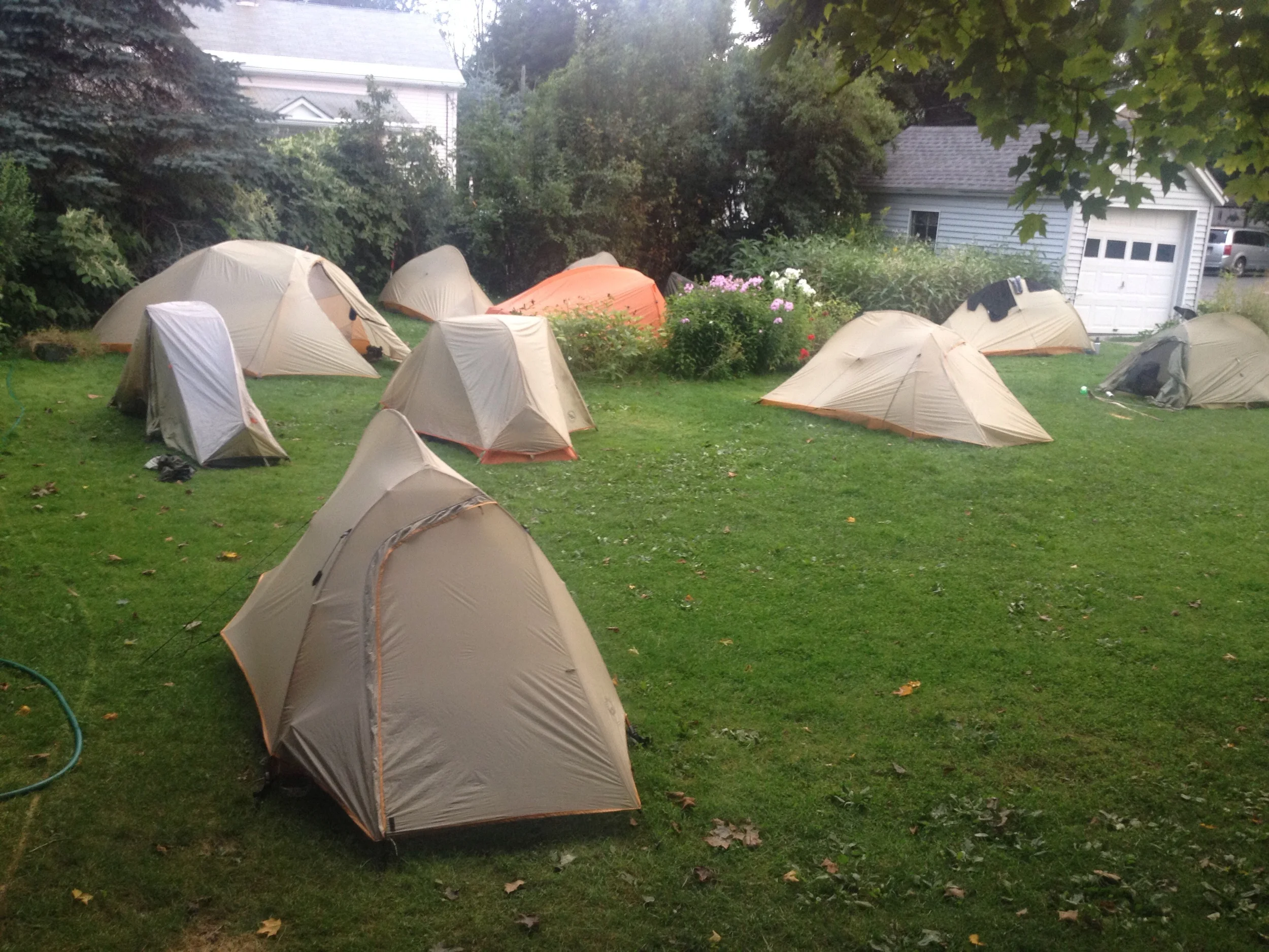 Tom's yard is a Big Agnes ad. 