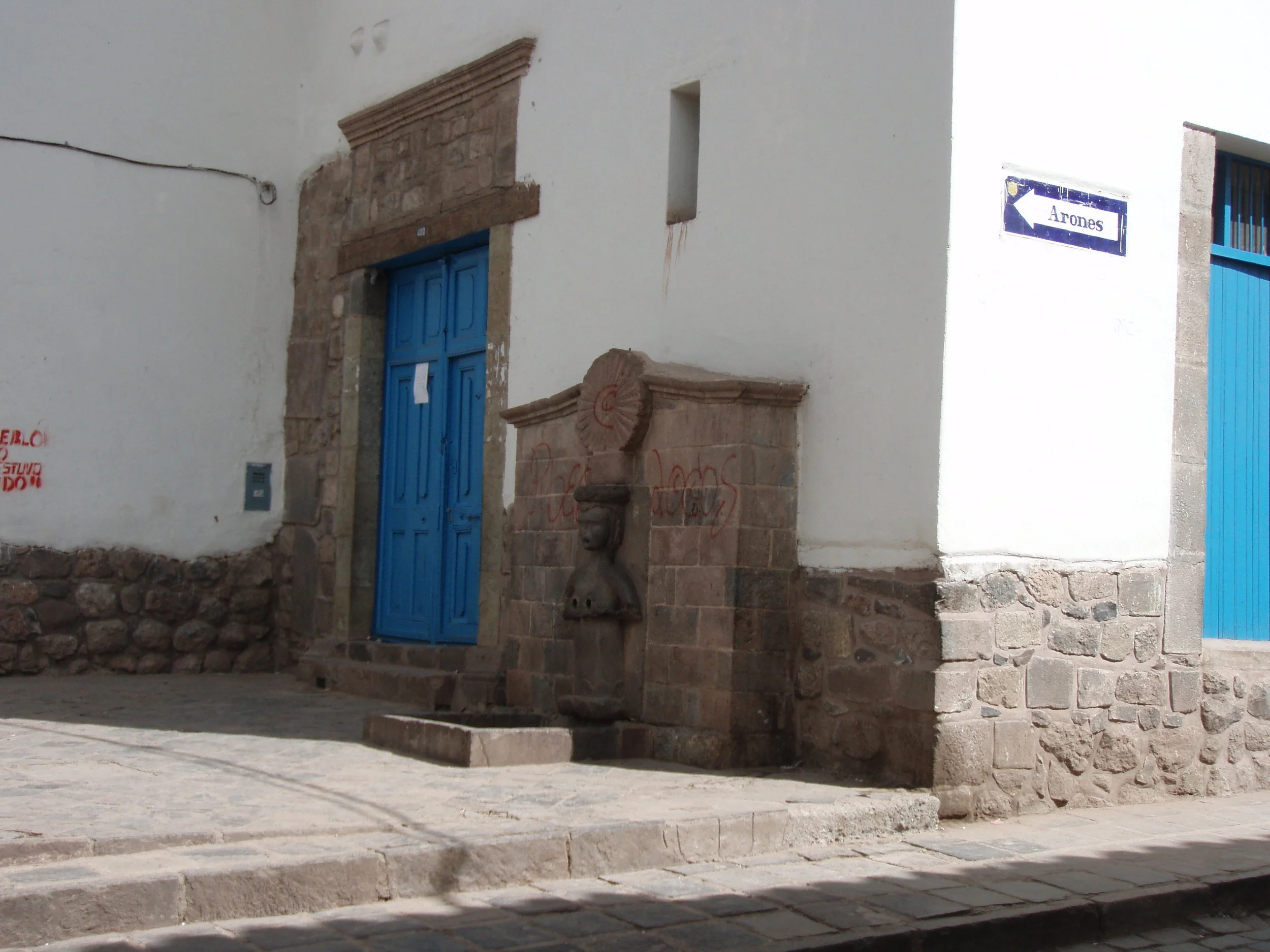 Turn right at the nipple fountain. Cusco, Peru