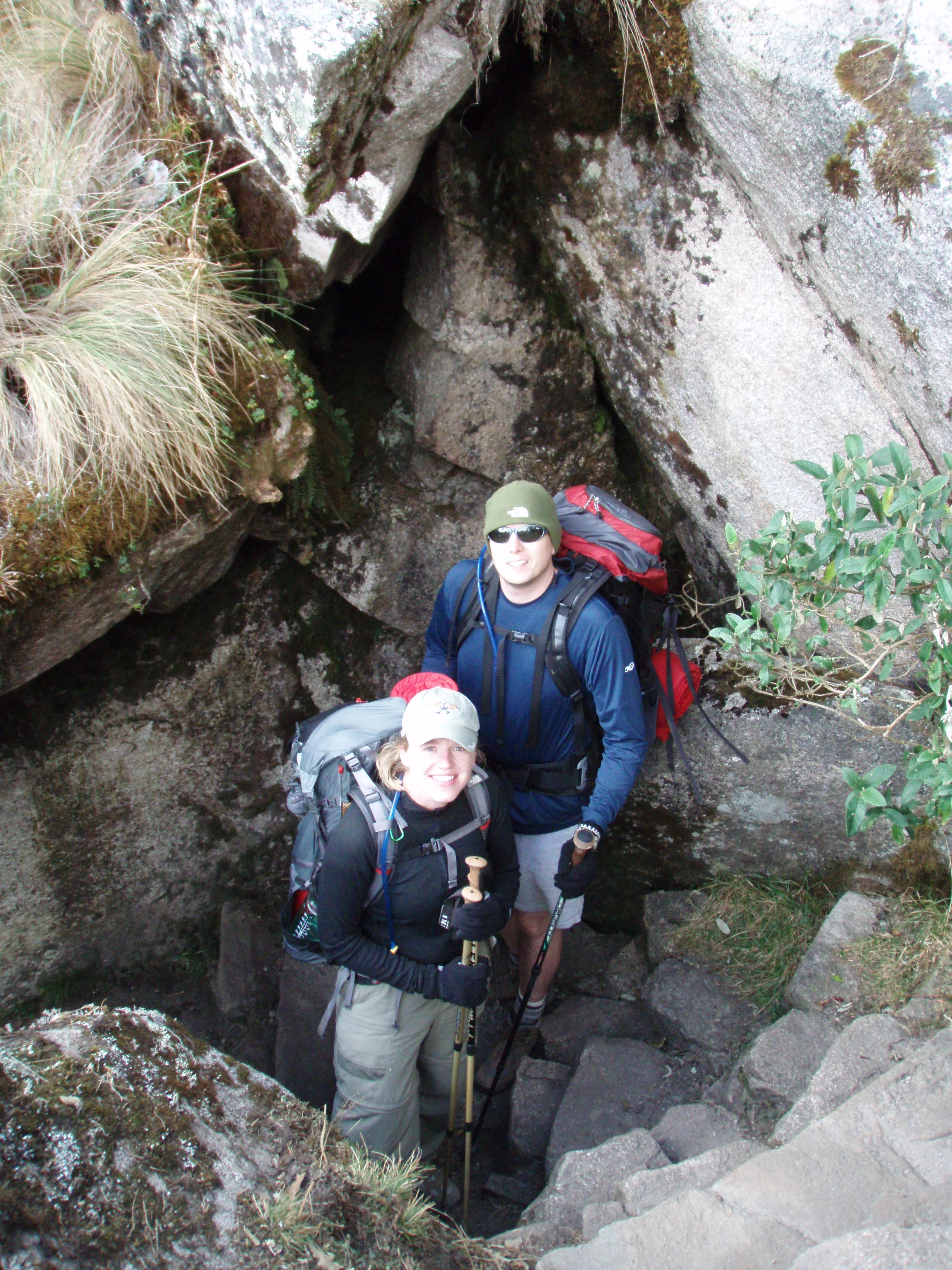 Katie and Gary in a tunnel on the Inca Trail