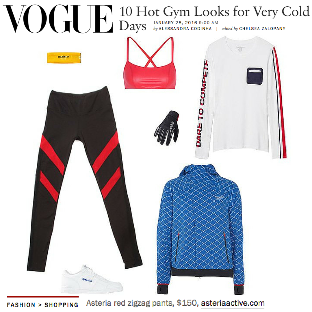 RED ZIG ZAG LEGGINGS VOGUE MAGAZINE