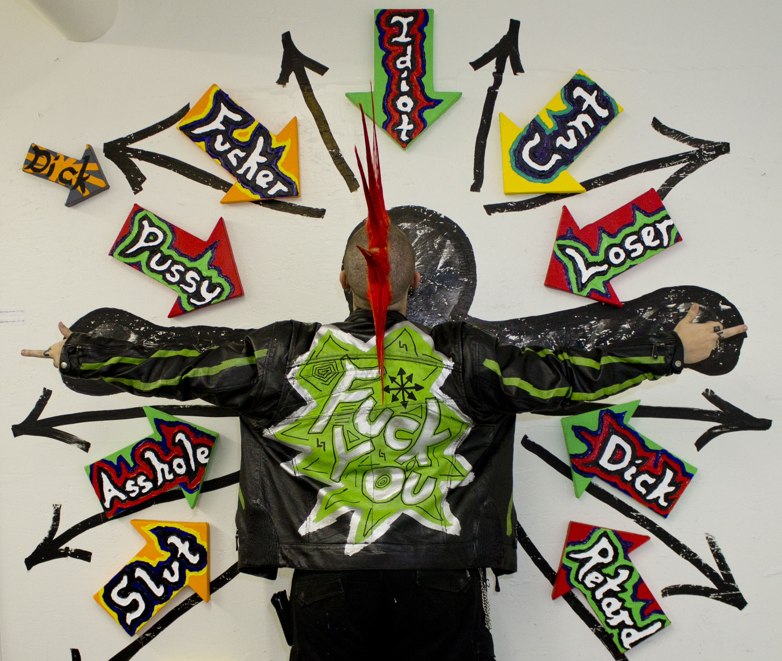 Bodlar with his installation "Angry Arrows"