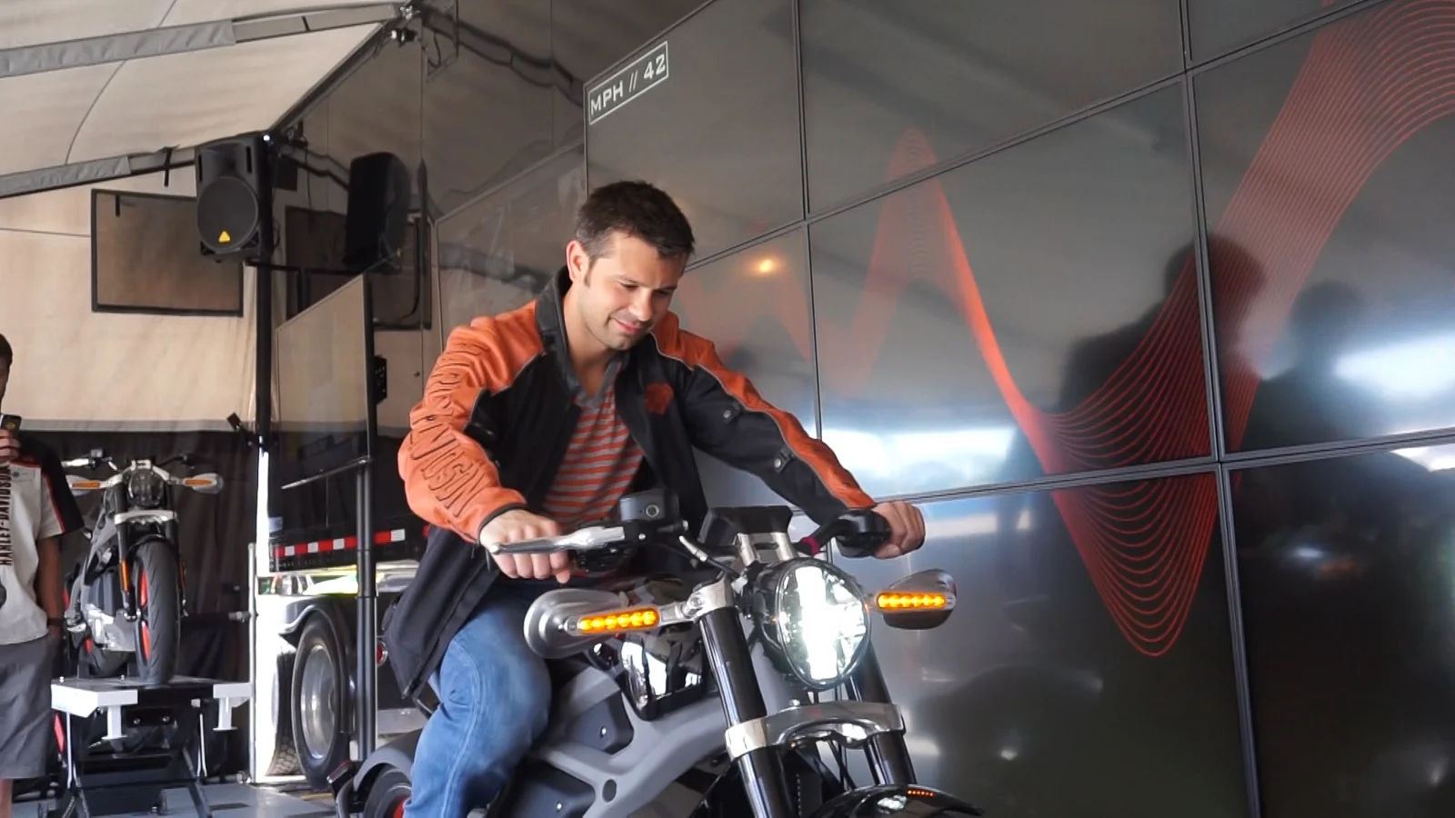 Video grab of Harley Employee on LiveWire
