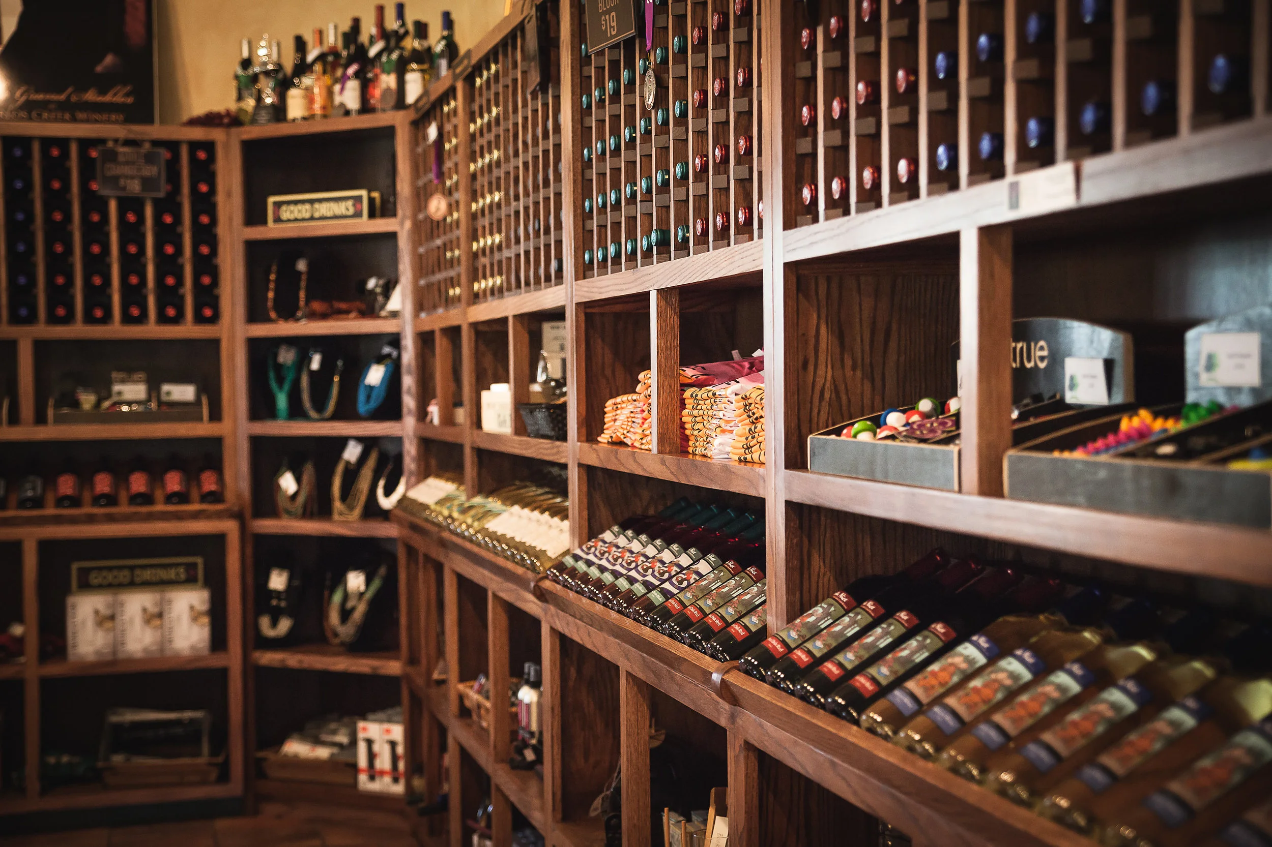 Wines in the tasting room.
