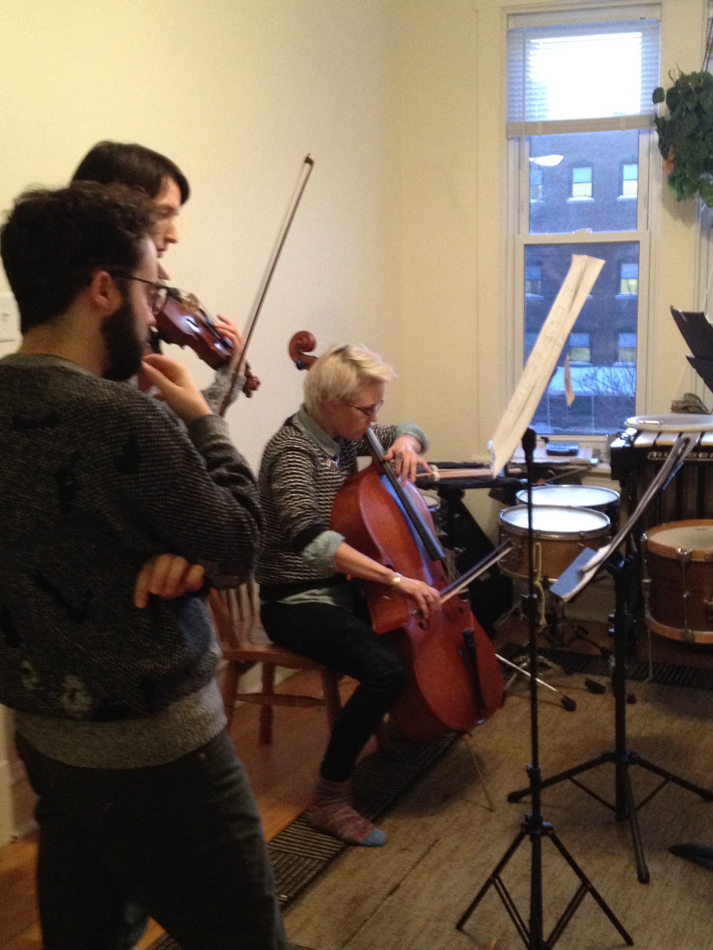 Playing Joan Pamies' quartet for him in Zach's apartment!