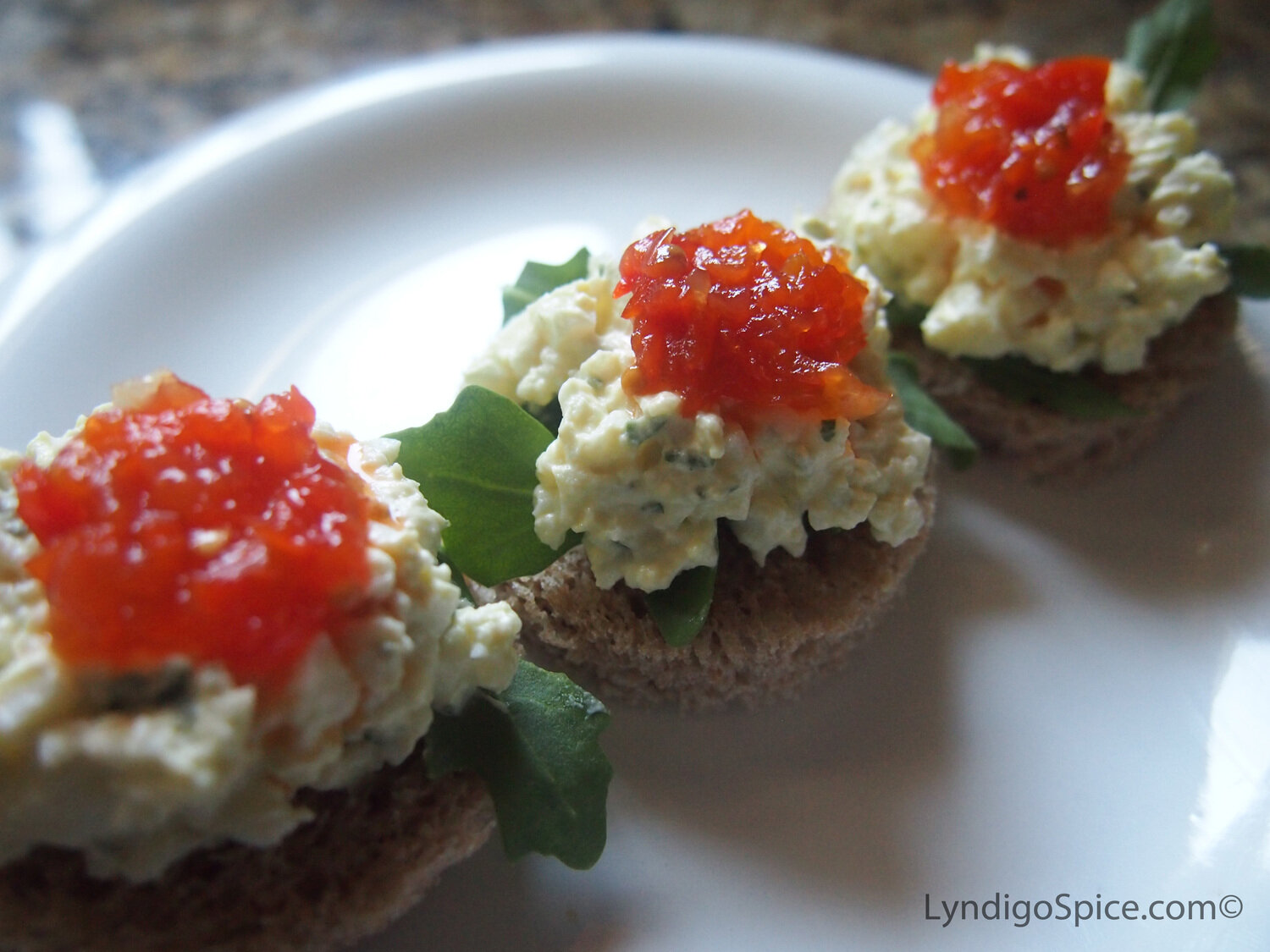 Classic Egg Salad topped with Savory Red Pepper Relish