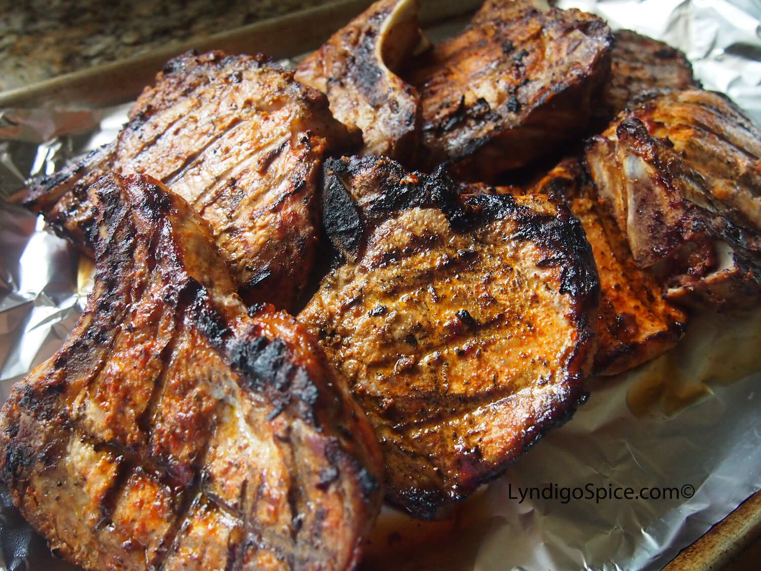 Grilled Pork Chops seasoned with Original Spice Rub