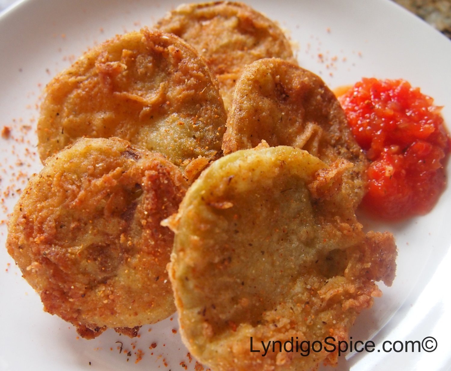 Fried Green Tomatoes &amp; Spicy Red Pepper Relish