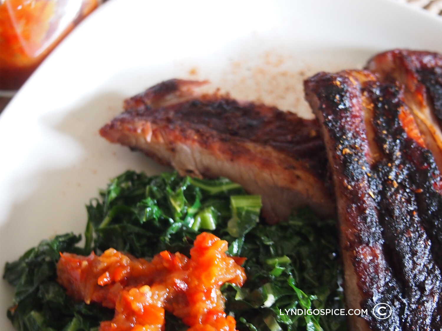 Original Spice Rub seasoned Ribs &amp; Spicy Red Pepper Relish on Couve