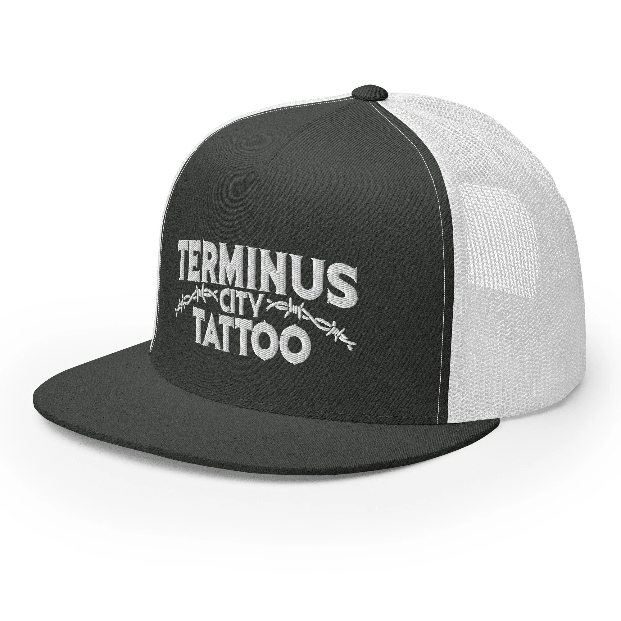 5-panel-trucker-cap-charcoal-white-left-front-67a53e3ad301d.jpg