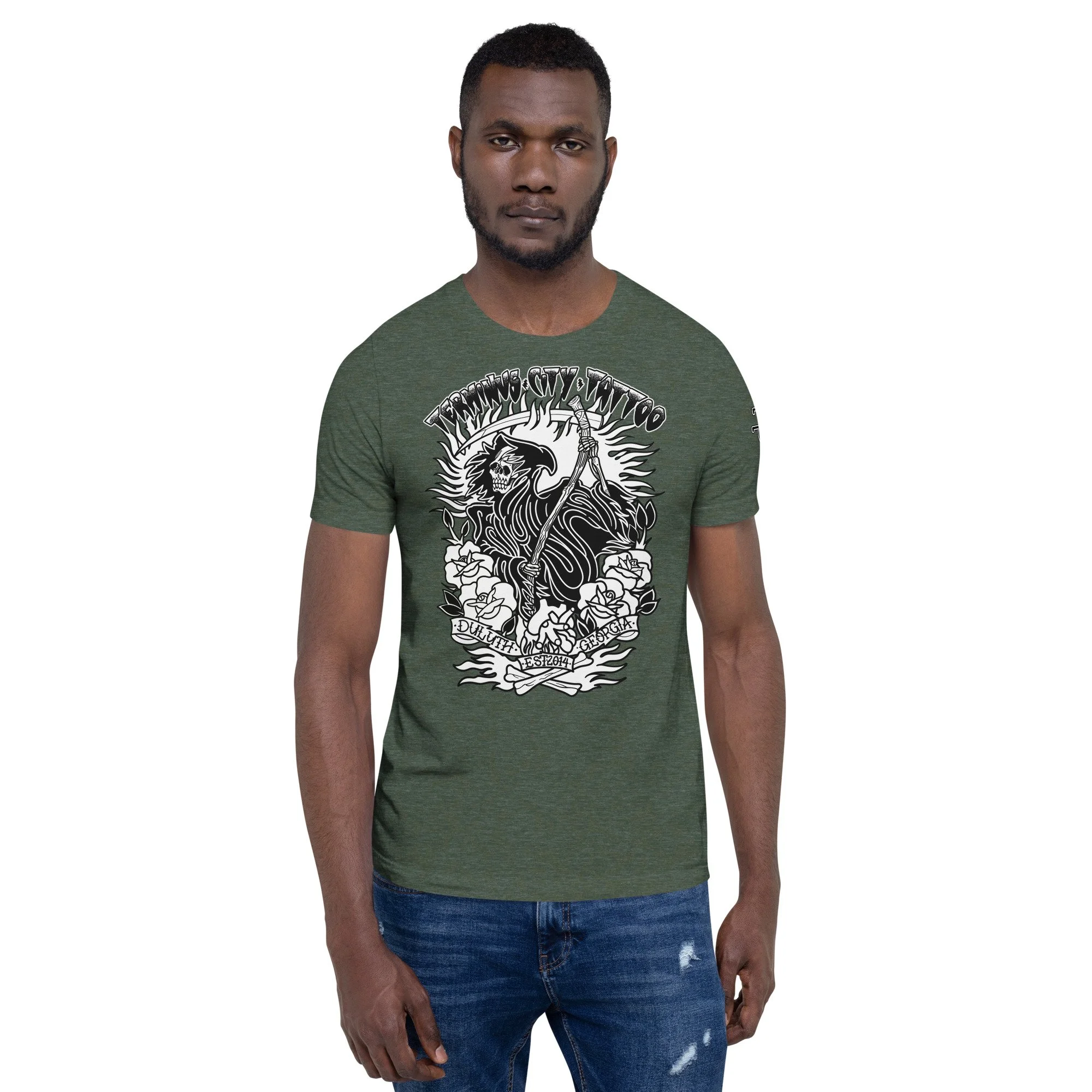 unisex-staple-t-shirt-heather-forest-front-67c104b6721f9.jpg