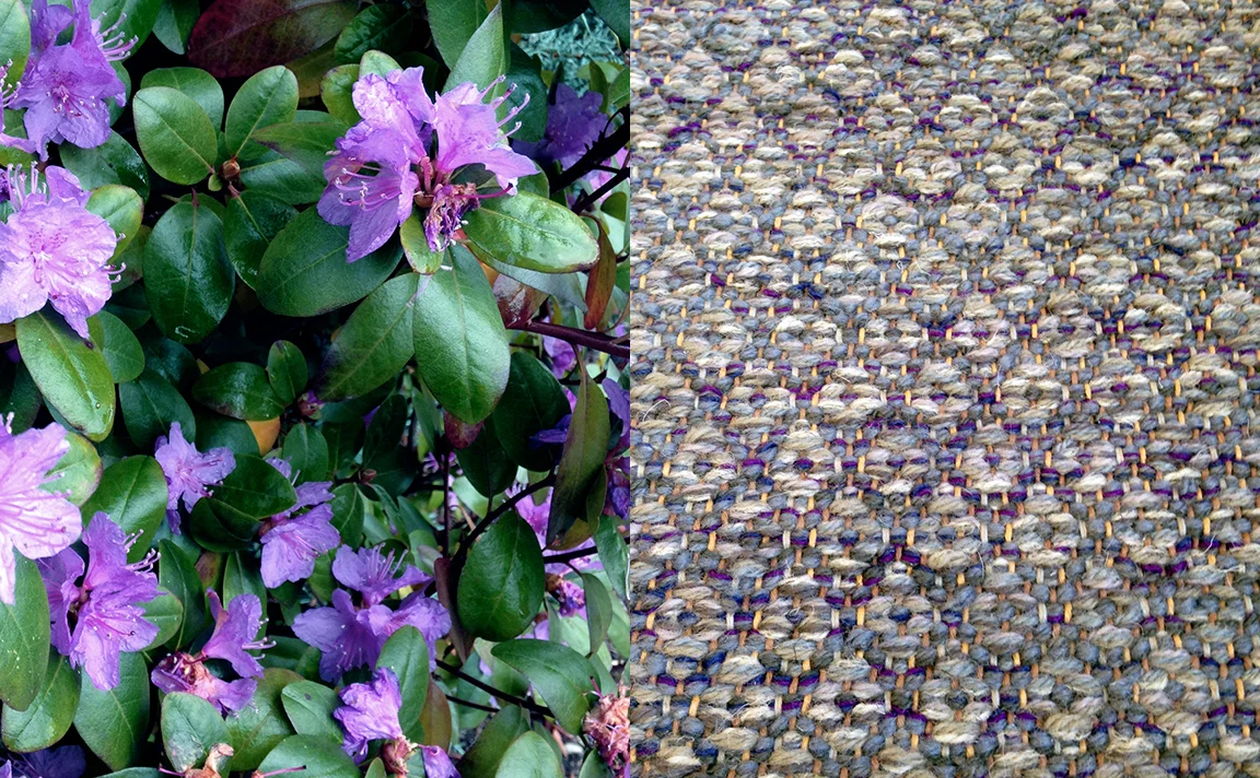 Some flowers and our Point Weave rug.
