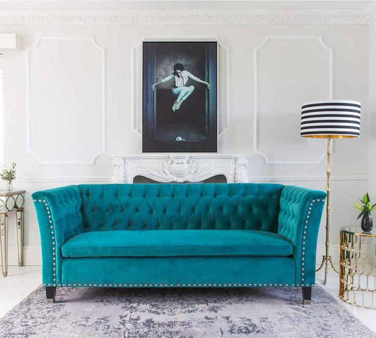 Nightingale Teal Blue Velvet Sofa