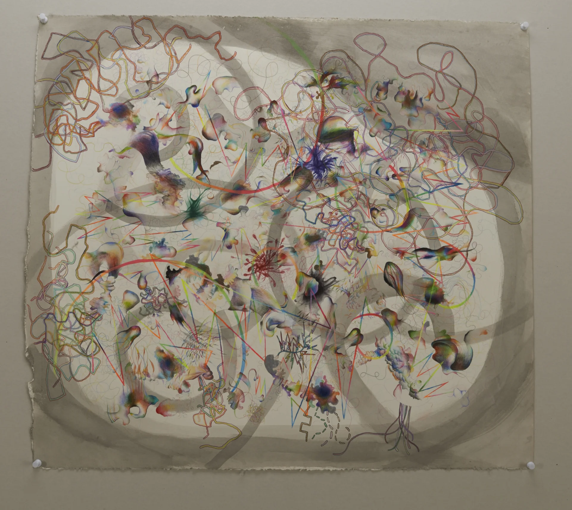 "Afrinagan" - 18 inches by 24 inches. Ink wash, pen, acrylic paint and colored pencil on watercolor paper.