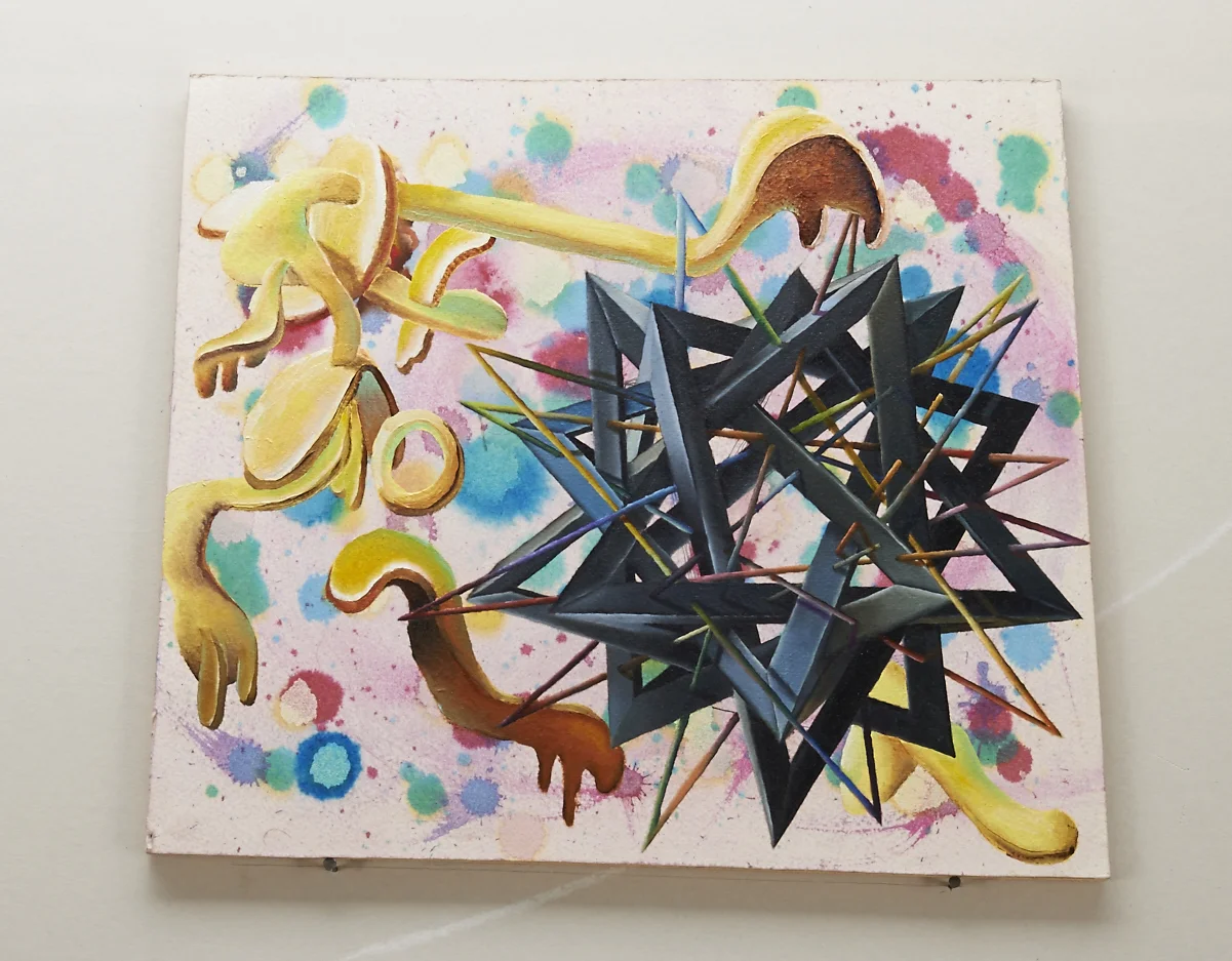 "The Wild Hunt" - 12 inches by 15 inches. Paper mounted to wood, acrylic ink and oil paint.