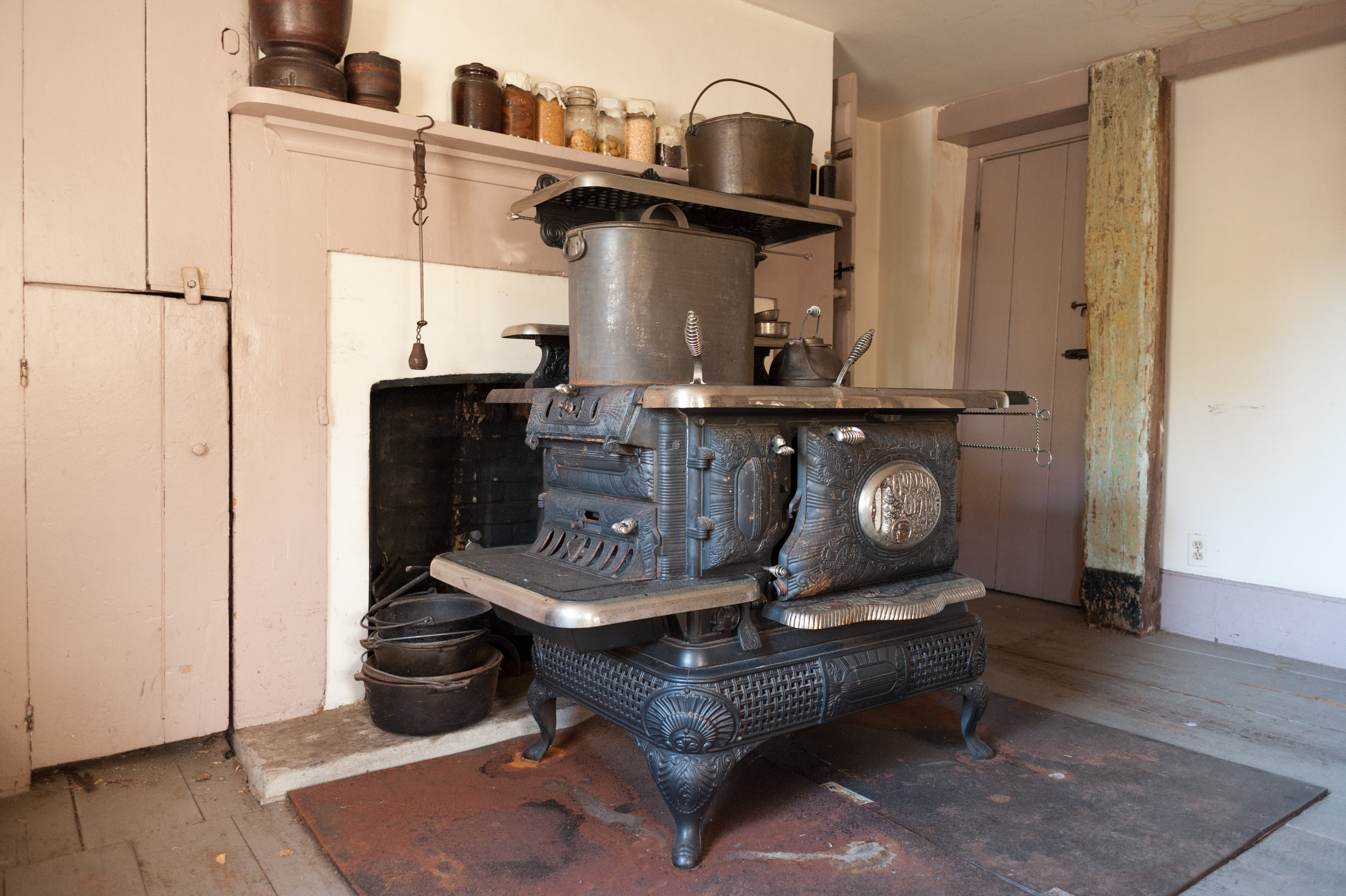 A cast iron wood burning stove was used for cooking and heating parts of the house. (Copy)
