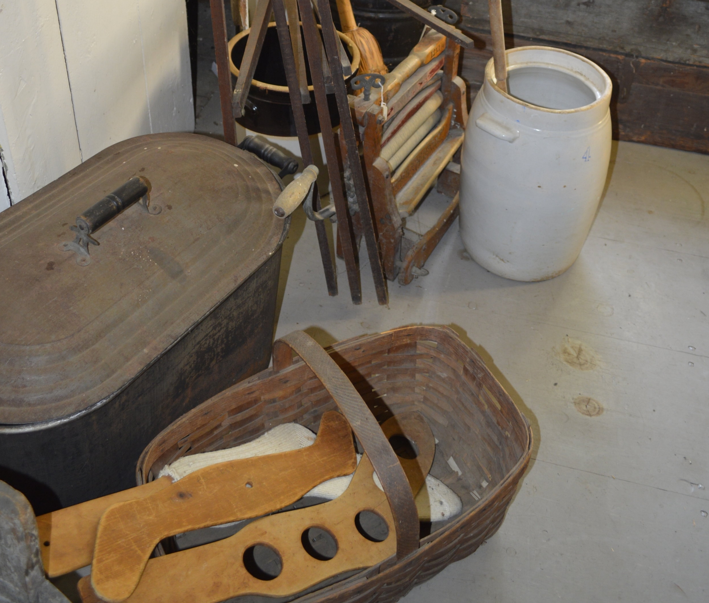The wooden objects in the basket are sock stretchers. They prevented the wool from shrinking. (Copy)