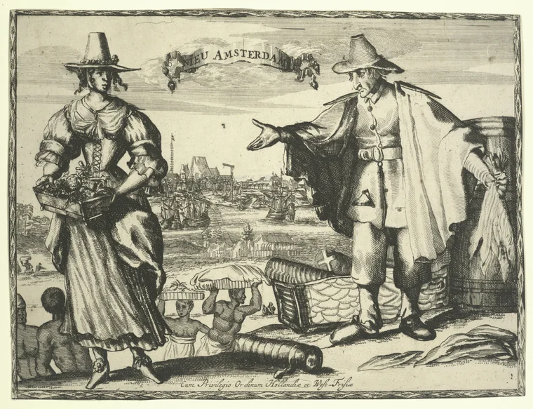 One of the earliest depictions of New Amsterdam, c. 1642.