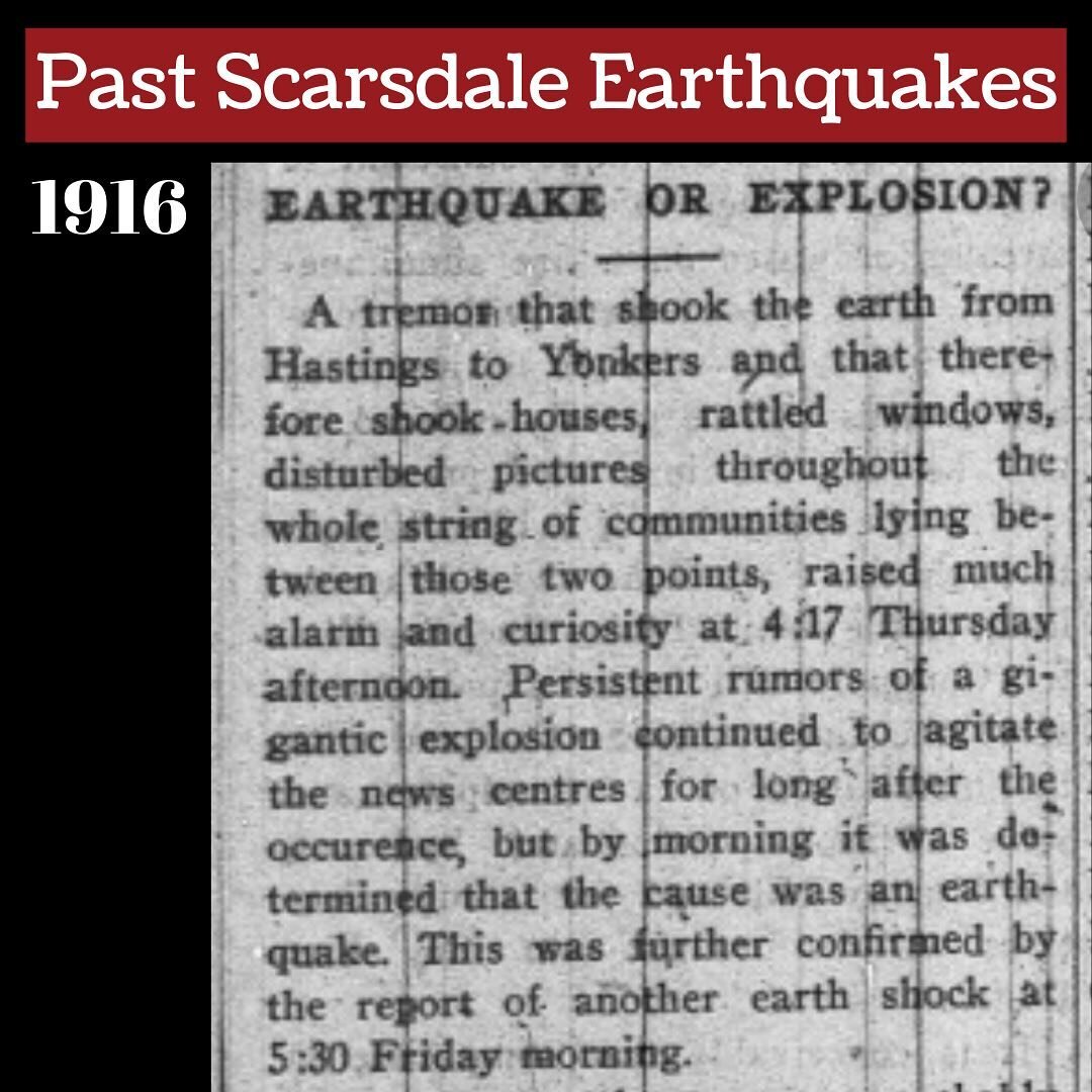 Past Scarsdale earthquakes 🫨

Credit: @scarsdalenews archives @scarsdalelibrary 

.
.
#scarsdale #scarsdaleny #nyearthquake #earthquakehistory #nyhistoryhere #westchestercounty