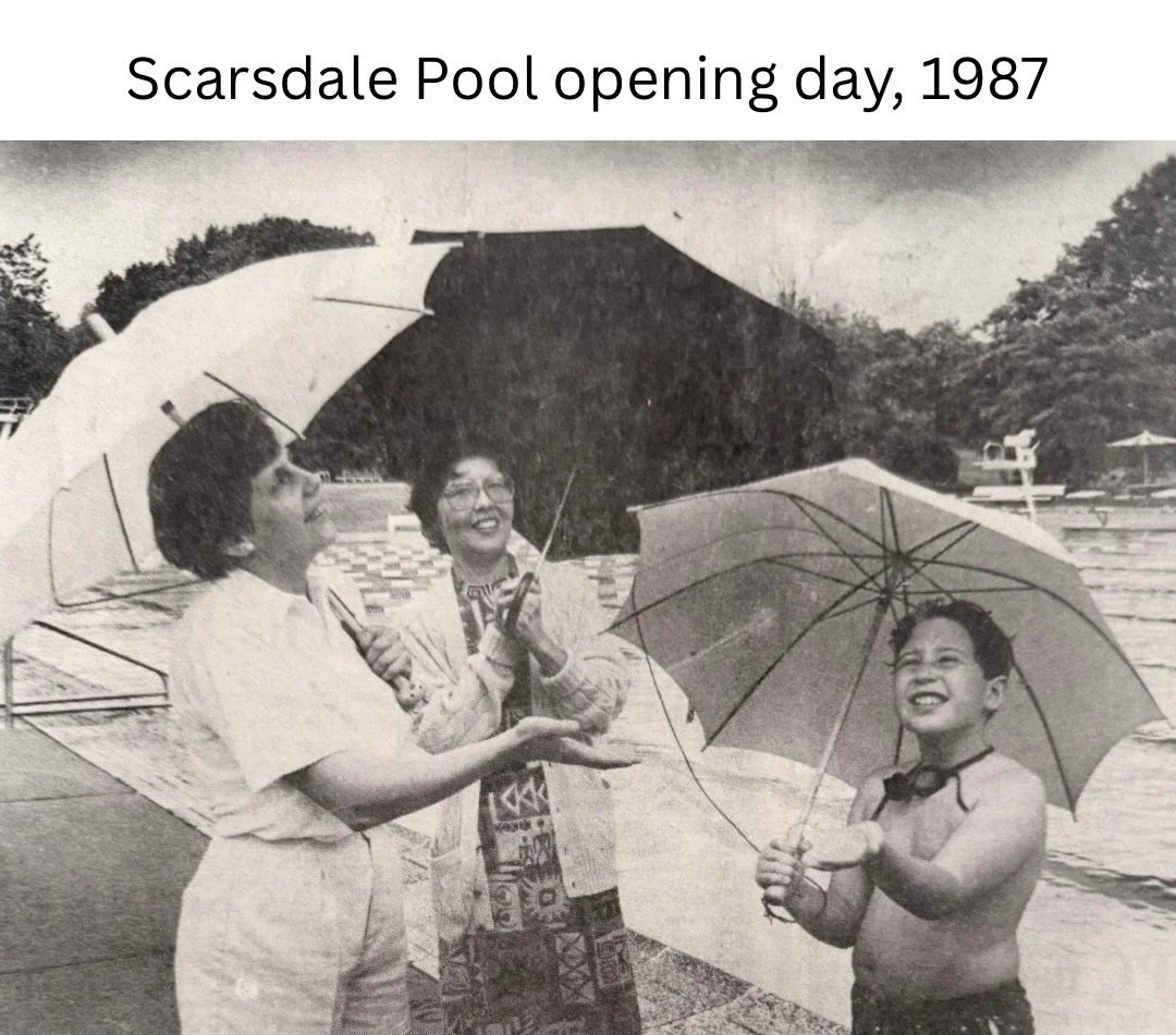 A little rain never stopped us.☔️

Nao Ishikawa, center, was the first person into the pool that Saturday morning.

On the right is 10-year-old Billy Lewittes, a Heathcote fifth grader. At left is Teresa Leguire, the pool manager.

📸 Scarsdale Inqui