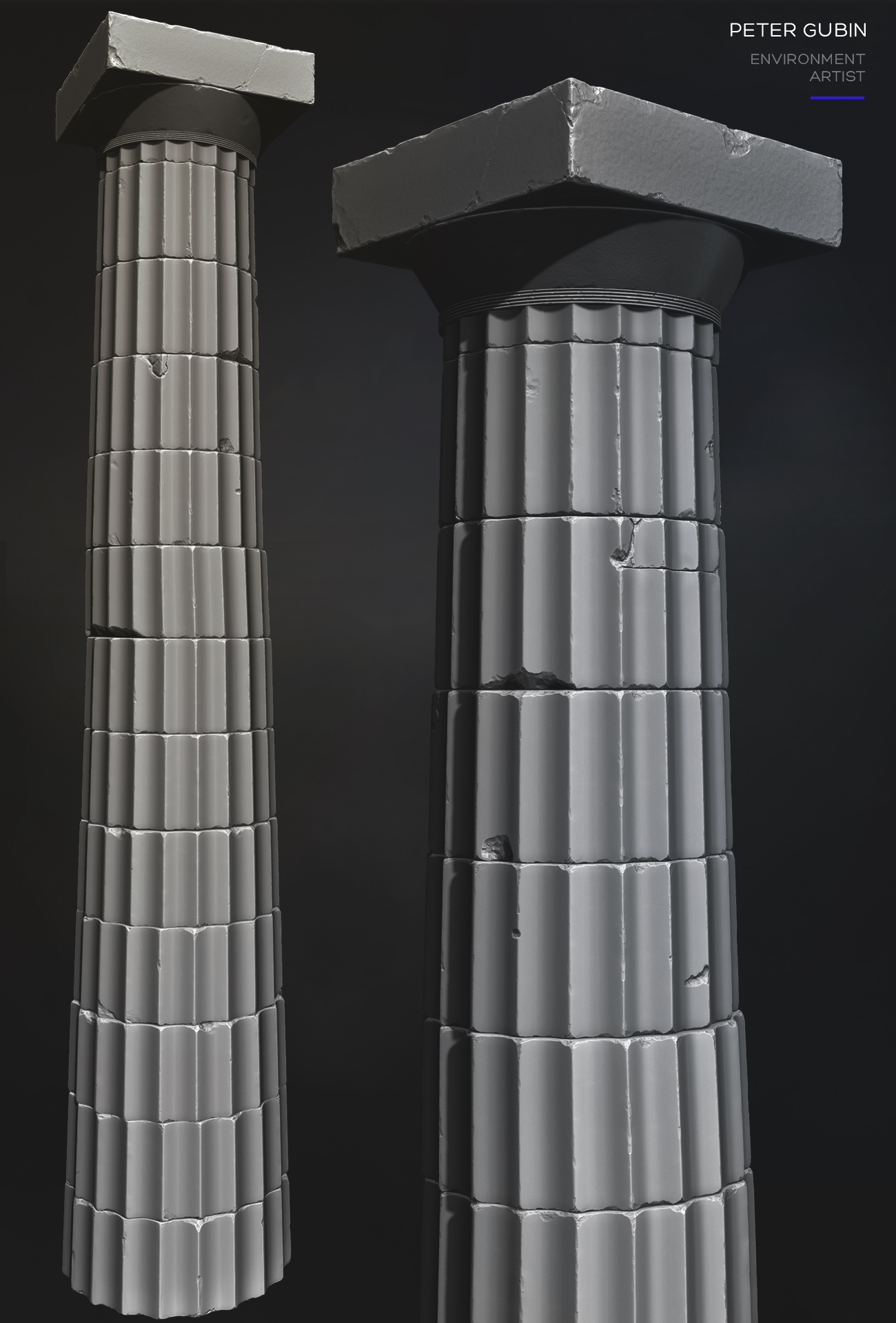 Zbrush study of the doric column of Parthenon, Athenian Acropolis (Greece). Architects - Ictinus and Calicrates (447 - 432 BC).
