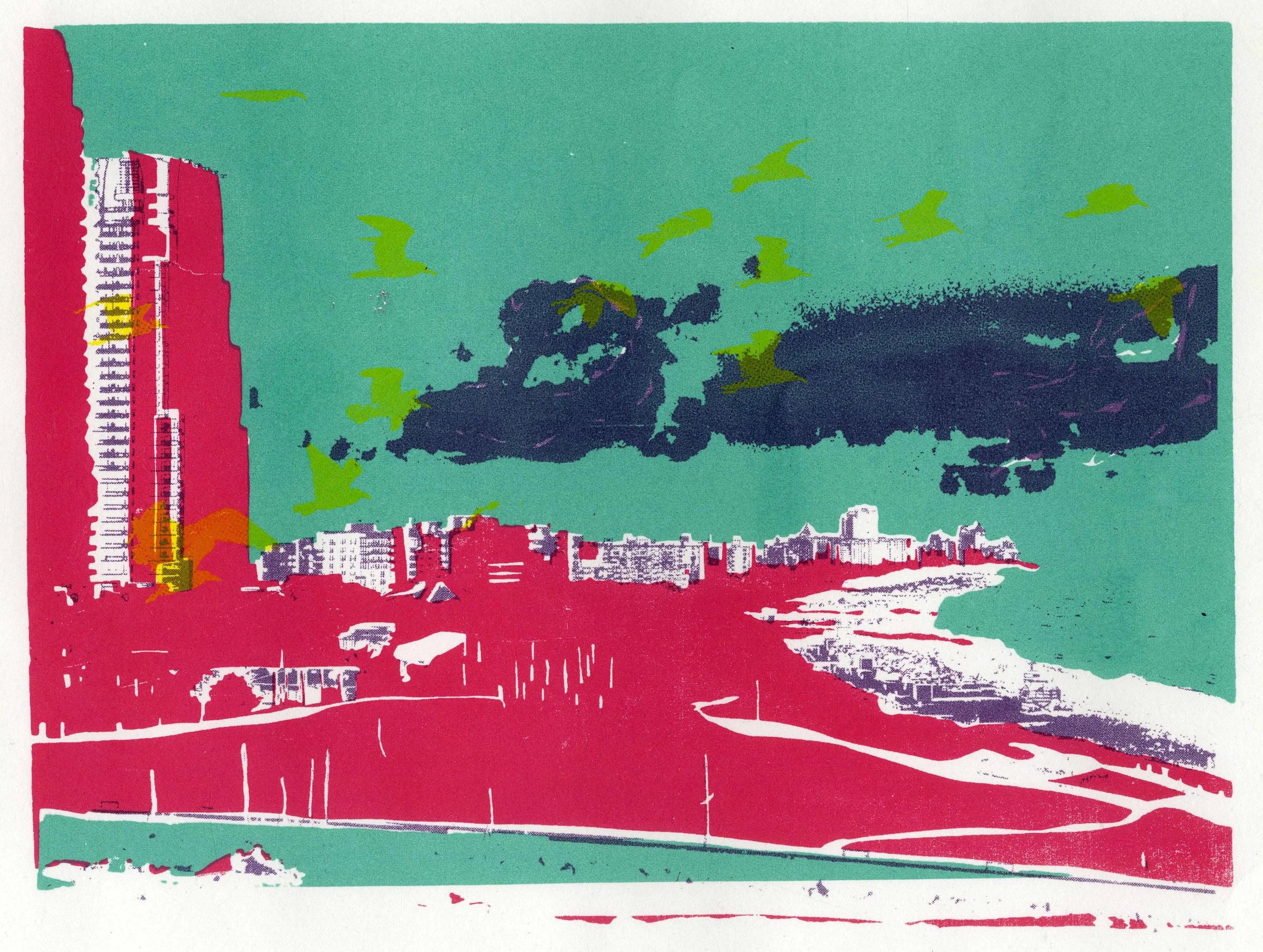 Miami, FL - A map of my memory (series) 2010 Screen print